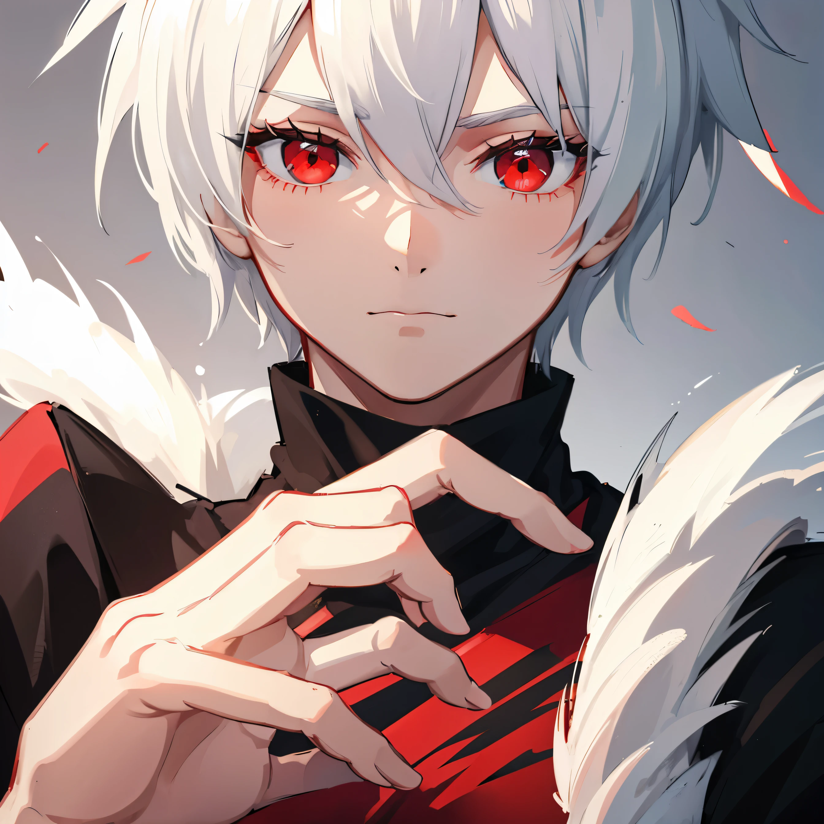 boy, white hair, conjunctivitis
