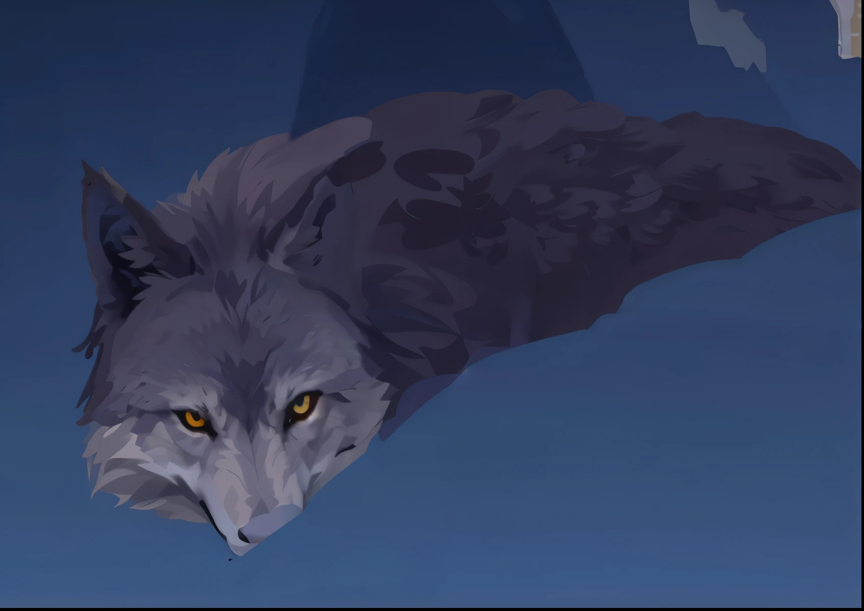 1 staring wolf, Close-up face, portrait, hairy, unmanned,  more details, best quality, 8k, High saturation eyes glowing hungry wolf