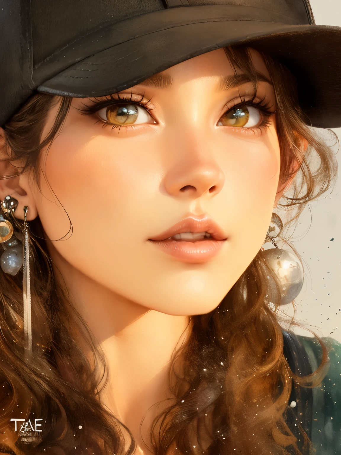 Woman in hat wearing black silk bra, no coat, wearing hat, collar and cute hat, 8K selfie photo, beach, and muscle man hugging, night, bonfire, flowers, big breasts --auto