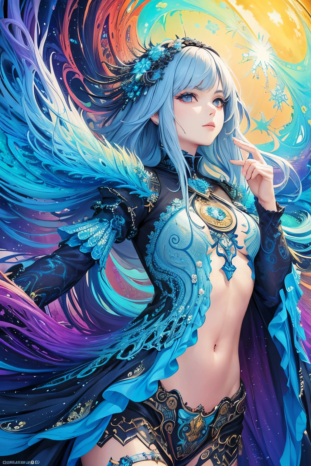 (masterpiece, top quality, best quality, official art, beautiful and aesthetic:1.2), (1girl), extreme detailed,(fractal art:1.3),colorful,highest detailed , in other planet