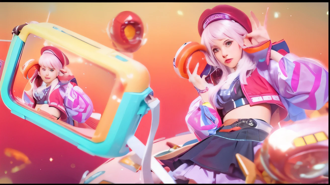 Pink hair girl, Tight clothes, pink jackets, flashy clothes, perfect anatomy ,2 finger pose, perfect eyes, Japanese eye, Japanese girl, glow lips, ultra high res.photorealistic:1.4, UHD