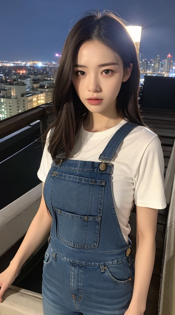 (best quality, high resolution, masterpiece :1.3), a tall and beautiful woman, slim abs, Dark brown hair styled in loose waves, breast, Wear a pendant, white button-down blouse, belt, black skirt, (Modern architectural background), Detailed rendering of facial and skin textures, delicate eyes, double eyelids