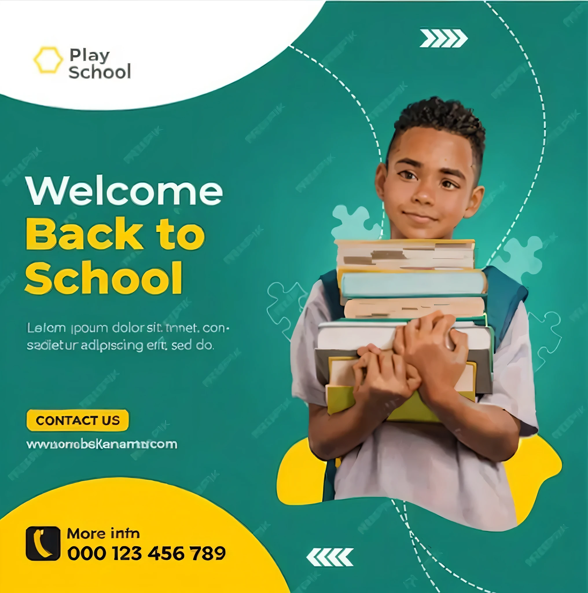 a boy holding a stack of books with a green background, detailed school background, poster template on canva, back to school comedy, colorful kids book illustration, promo, commercial banner, awesome greate composition, 1614572159, private school, parallax poster composition, digital banner, 1024x1024