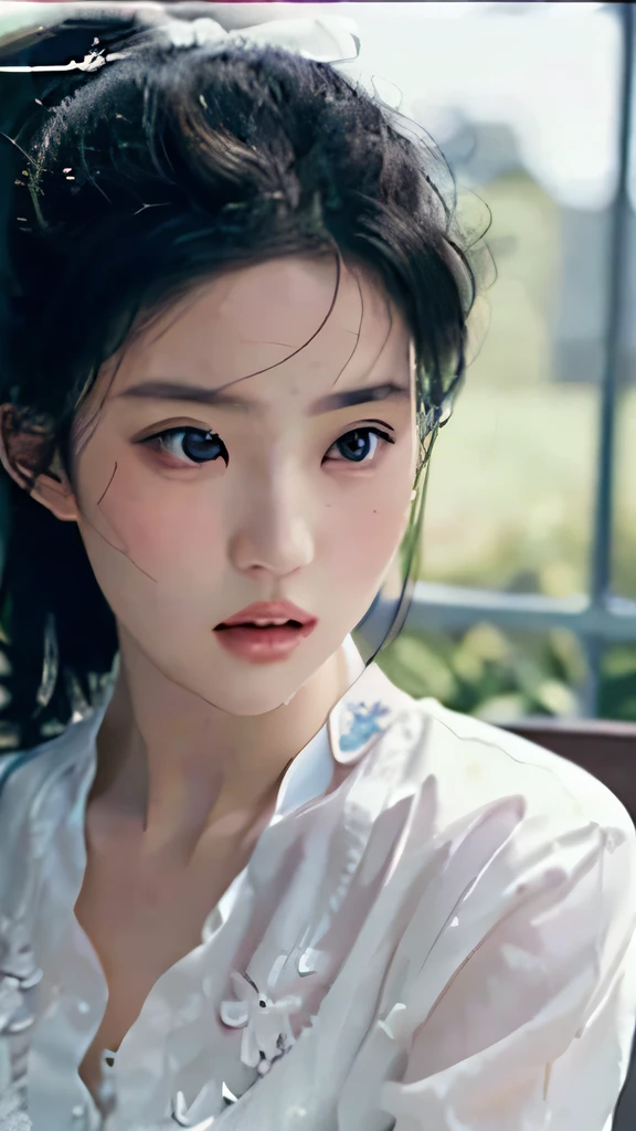 a woman,full-body shot,on the table, Highest image quality, high quality, The background is clear，beautiful woman, Japanese, detailed, detailed eyes, detailed skin, beautiful skin, 超high resolution, (Reality: 1.4),非常beautiful woman, 脸稍micro年轻了一 Minor, beautiful skin, Slender, (Super real photos), (high resolution), (8k), (Very detailed) (beautiful and delicate eyes), (super detailed),   (detailed face), view viewer, Exquisite details, detailed face, Looking directly at, Looking directly at, lifelike, bright lights, professional lighting, black hair,ponytail,a baby face,sixteen years old,髪型はponytail,tie a ribbon,ロングのponytailの髪型,winked,clear sky, on a meadow.