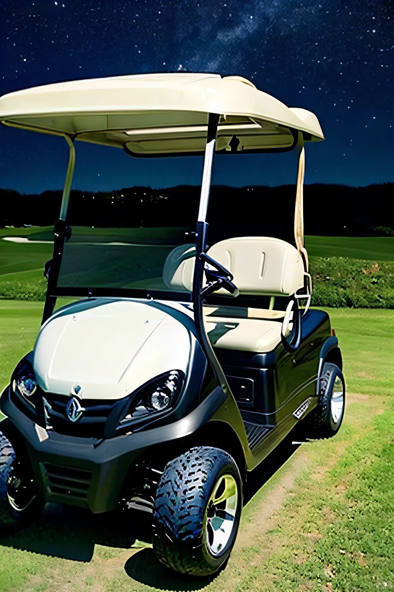 golf cart driving in deep space universe