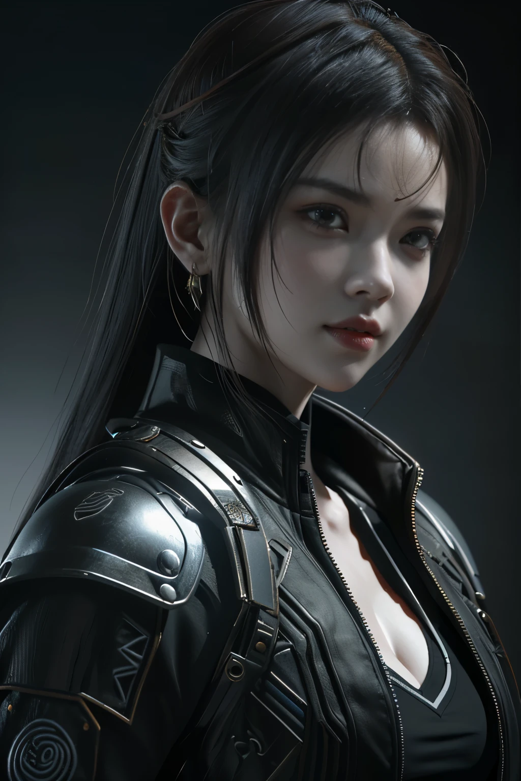 Game art,The best picture quality,Highest resolution,8K,(A bust photograph),(Portrait),(Head close-up:1.5),(Rule of thirds),Unreal Engine 5 rendering works, (The Girl of the Future),(Female Warrior), 22岁少女,(Female hackers),(White and red gradient,Ancient Oriental hairstyle),((The pupils of the red eyes:1.3)),(A beautiful eye full of detail),(Big breasts),(Eye shadow),优雅迷人,冷漠,((Anger)),(Cyberpunk jacket full of futuristic look,Joint Armor,There are exquisite Chinese patterns on the clothes,A flash of jewellery),赛博朋克人物,未来风格, 拍照姿势,城市背景,Movie lights,Ray tracing,Game CG,((3D Unreal Engine)),oc渲染反射纹