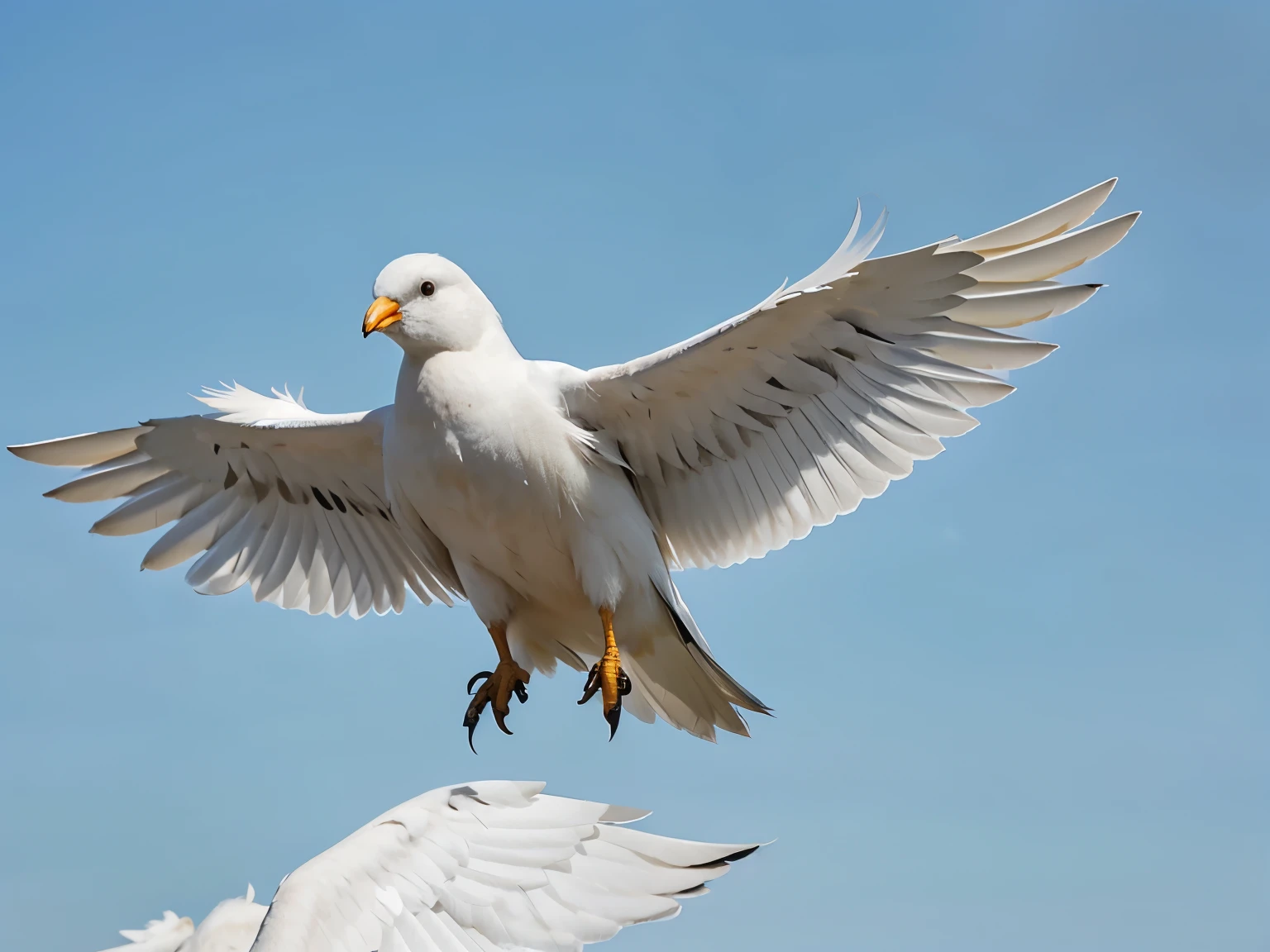 Animal: A white bird with a beautiful left wing. But the right wing doesn't have it.
