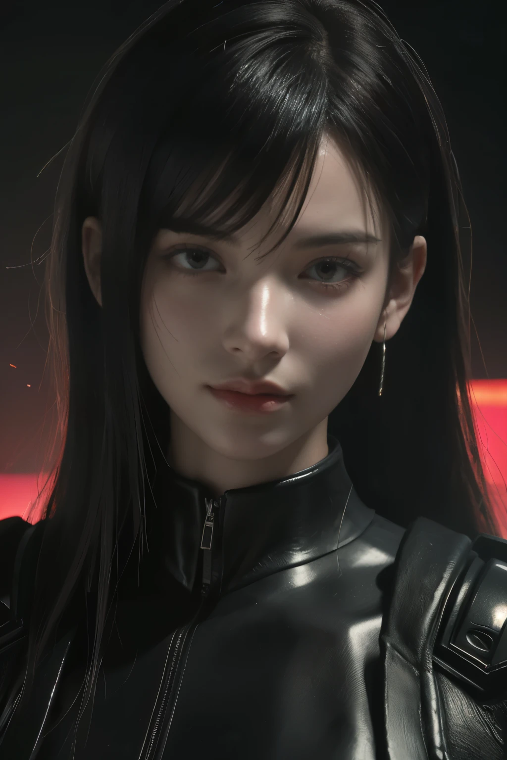 Game art，The best picture quality，Highest resolution，8K，(A bust photograph)，(Portrait)，(Head close-up:1.5)，(Rule of thirds)，Unreal Engine 5 rendering works， (The Girl of the Future)，(Female Warrior)， 22岁少女，(Female hackers)，(White and red gradient，Ancient Oriental hairstyle)，((The pupils of the red eyes:1.3))，(A beautiful eye full of detail)，(Big breasts)，(Eye shadow)，优雅迷人，冷漠，((Anger))，(Cyberpunk jacket full of futuristic look，Joint Armor，There are exquisite Chinese patterns on the clothes，A flash of jewellery)，赛博朋克人物，未来风格， 拍照姿势，城市背景，Movie lights，Ray tracing，Game CG，((3D Unreal Engine))，oc渲染反射纹