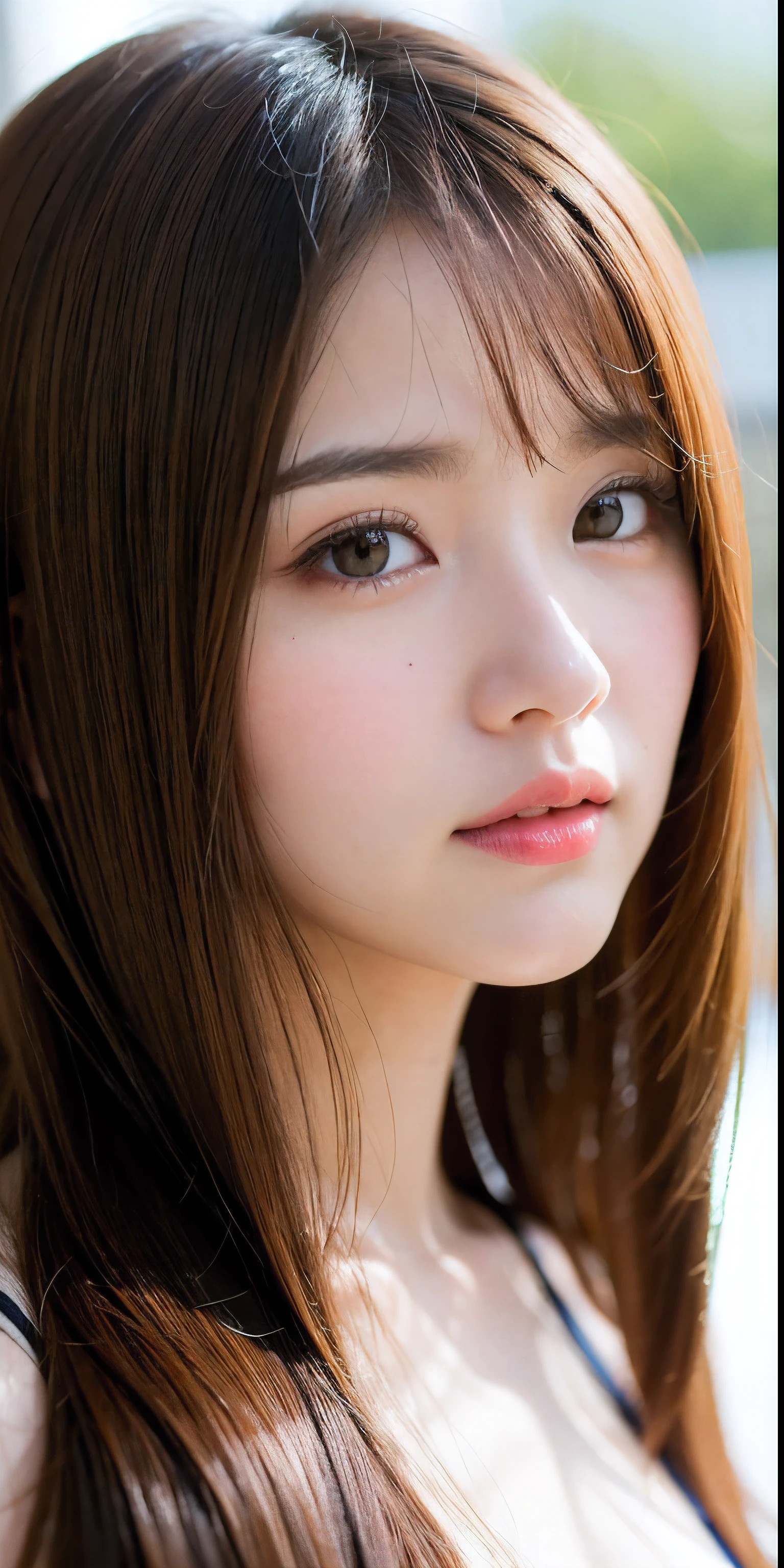 beach，极多suckers，suckers，office culture，Image gallery，Upper body close-up，A girl who dresses extremely conservatively，She is the most beautiful girl here，The picture is extremely realistic，（Very detailed），Add details，再Add details，（Very realistic skin textures），Increases skin texture，The sun shines，，The picture is extremely three-dimensional，hair enhancement。suckers