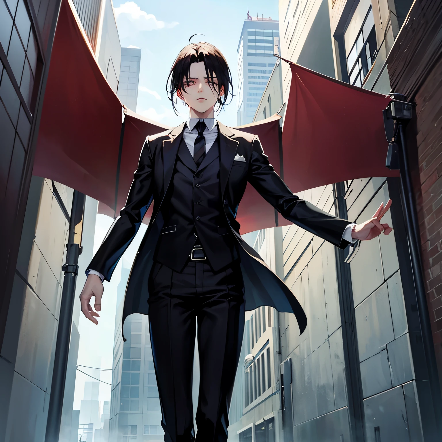 Levi ackerman personaje de Shingeki no kiojin elegante estilo mafioso