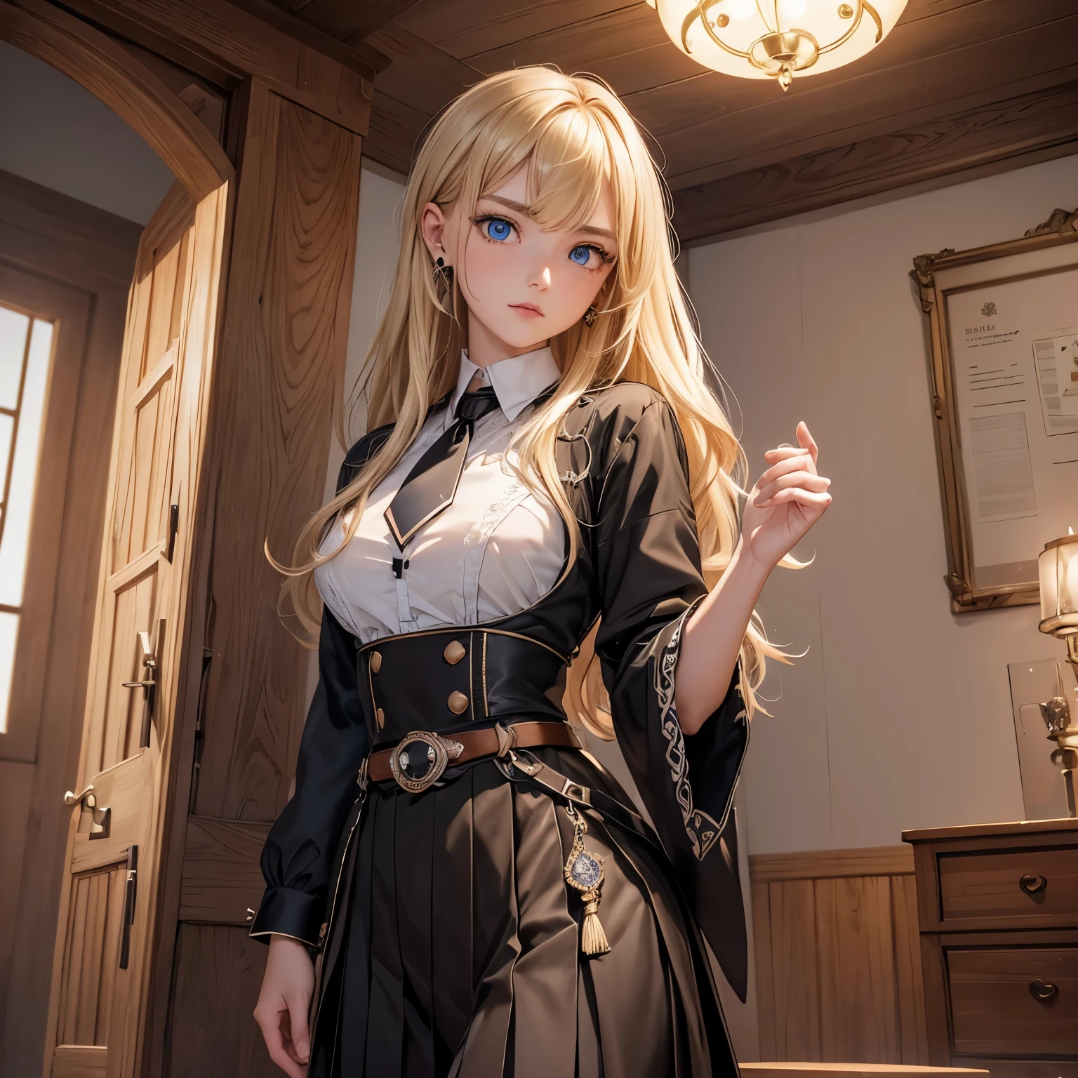 Marinkitagawa, Marin Kitagawa, blondes Haar, Halsband, ear Piercing, Ohrringe, lange Haare, Piercing, (rote Augen:1.5), Glattes Haar, gefegter Pony,
Brechen black necktie, long sleeve, pleated Rock, , Hemd, Rock, sleevesa rolled up, white Hemd, Dekollete,
Brechen indoors, Klassenzimmer,
Brechen looking at viewer, (Cowboy-Schuss:1.5),
Brechen (Meisterwerk:1.2), best quality, high resolution, Unity 8k-Hintergrundbild, (Illustration:0.8), (beautiful detailed eyes:1.6), extrem detailliertes Gesicht, perfekte Beleuchtung, extrem detaillierte CG, (perfect hands, perfekte Anatomie), Wet body