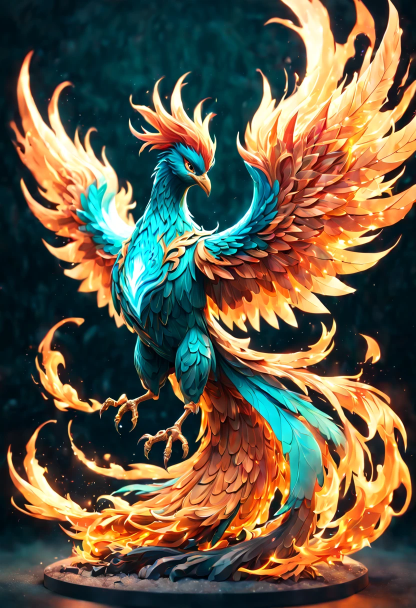 highly detailed phoenix bird, fire phoenix, orange and teal, fire, transparent fire, ethereal fantasy hyperdetailed trending on Artstation volumetric lighting 8k resolution concept art Unreal Engine by Greg Rutkowski hyperdetailed intricately detailed volumetric lighting, triadic colors, orange and teal