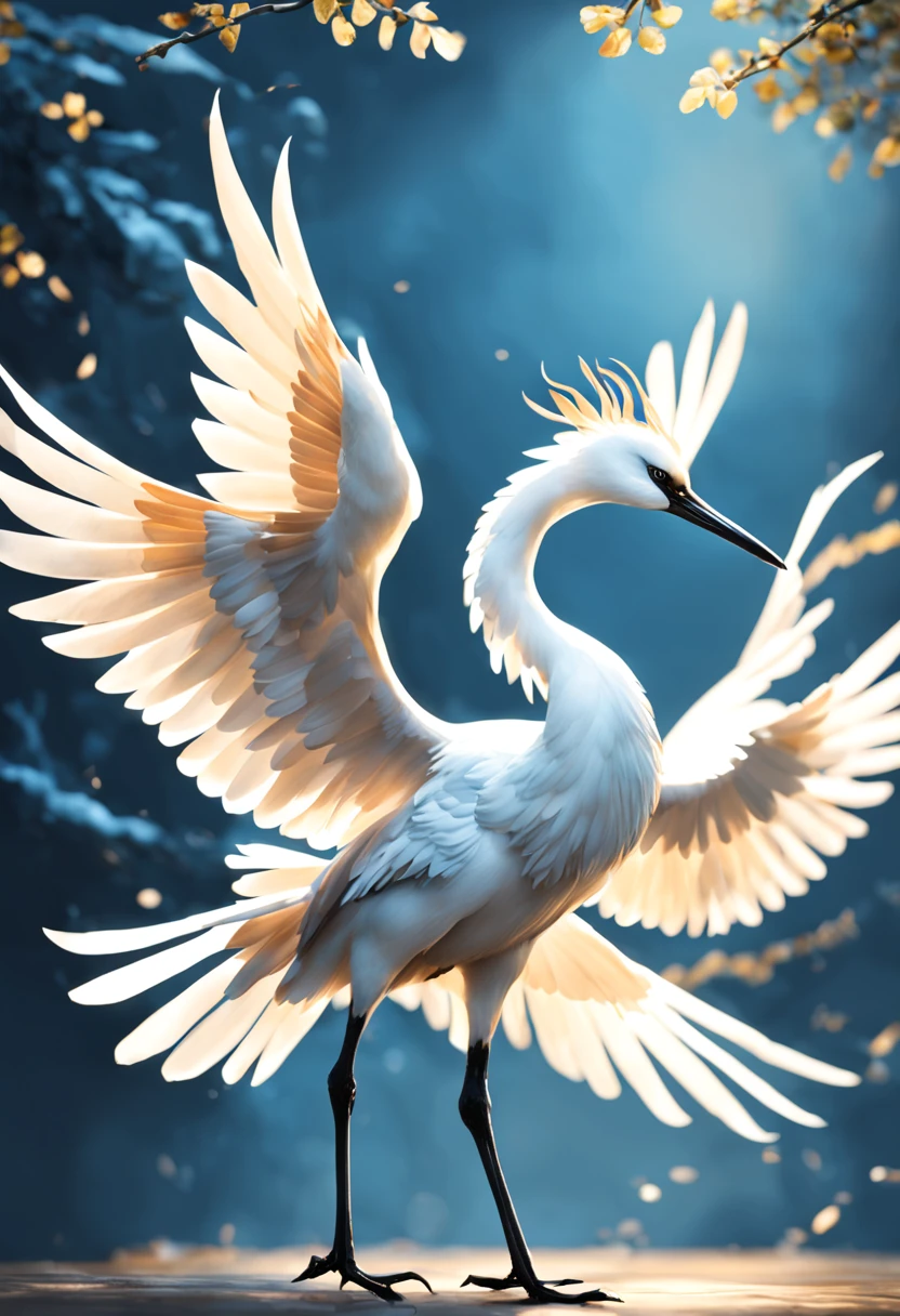 Crane(close up) Anatomically correct dreamy magical light bright wings gently flapping,Dance 神奇动物 展示著它們華麗的舞蹈,
Dance,繪畫出一幅美麗的圖畫 光影 艺术 masterpiece、Quality content is very detailed、Dynamic angles and elegant atmosphere with intricate details, masterpiece, beautiful. lifelike,
