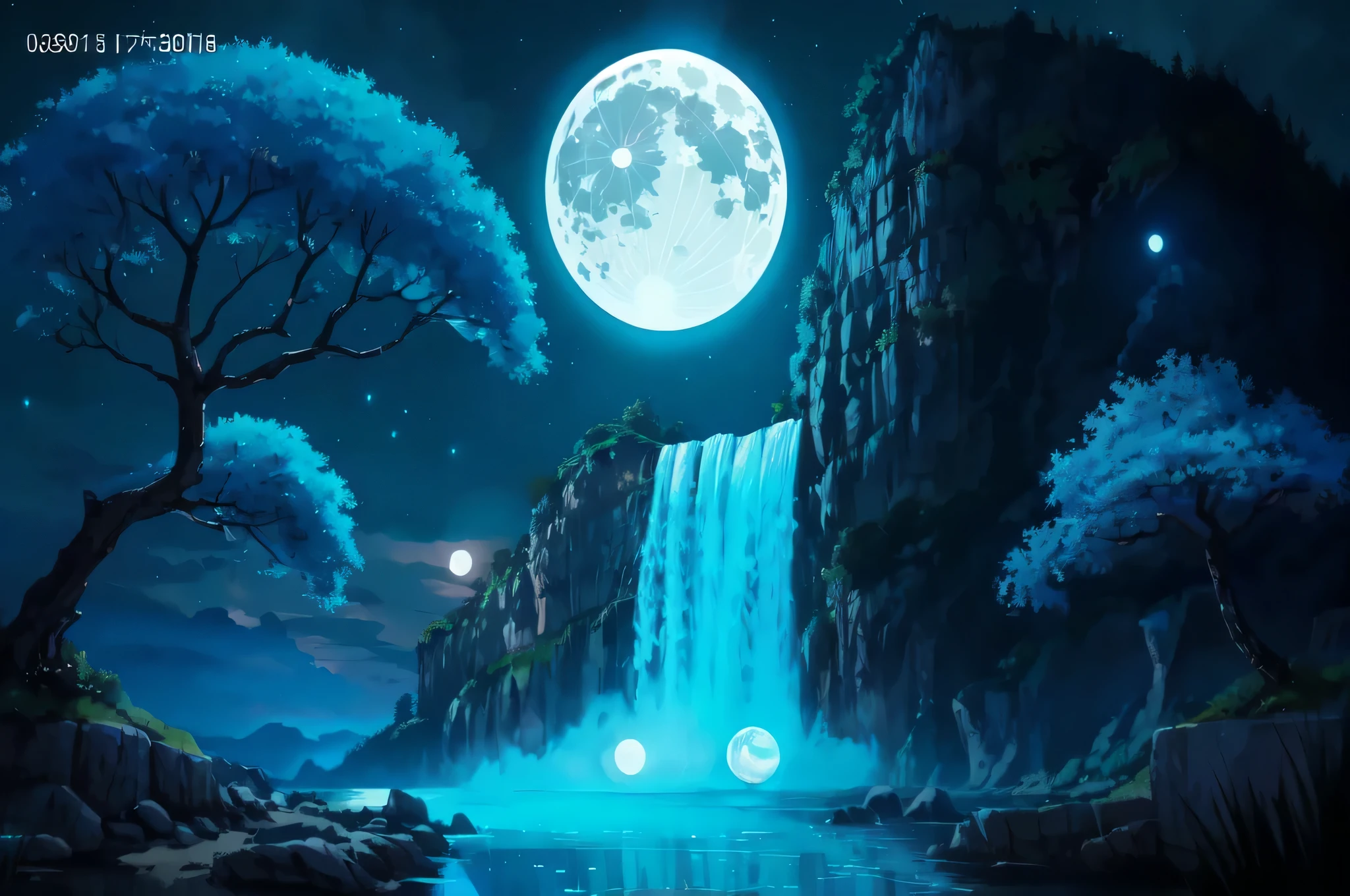 paysage animé d'une cascade avec une pleine lune en arrière-plan, fond d'écran d'art animé 8 K, fond d'animé, fond d'écran manga 4K, fond d'écran animé 4k, fond d'animé art, fond d'écran d'art animé 4k, fond d'écran d'art animé 4 K, illustration de fond, fond d'écran nature animé, fond d'écran animé 4k, fond d'écran animé 4k, fond d'écran incroyable, Beau fond d'écran