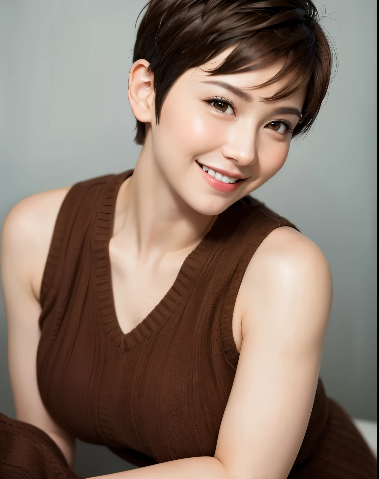 Very Very Very Short Hair Pixie Hair Cecil Hair Smile Brown Hair