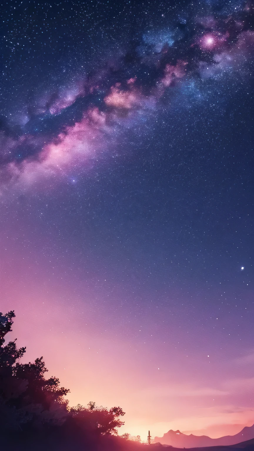 Abandoned pink starry sky background