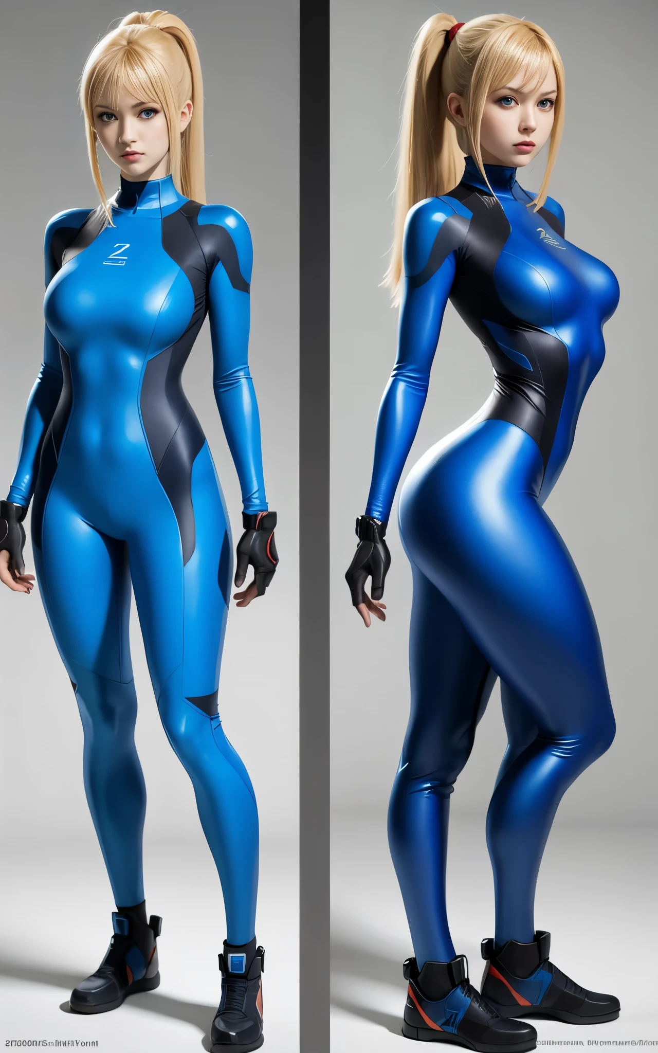 zero suit samus, Blue eyes, stunning proportions, zero suit, skin-fit bodysuit