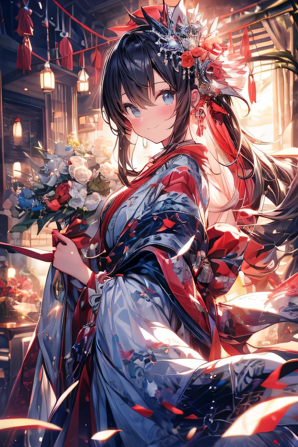 detailed eyes, smiling expression, blushing