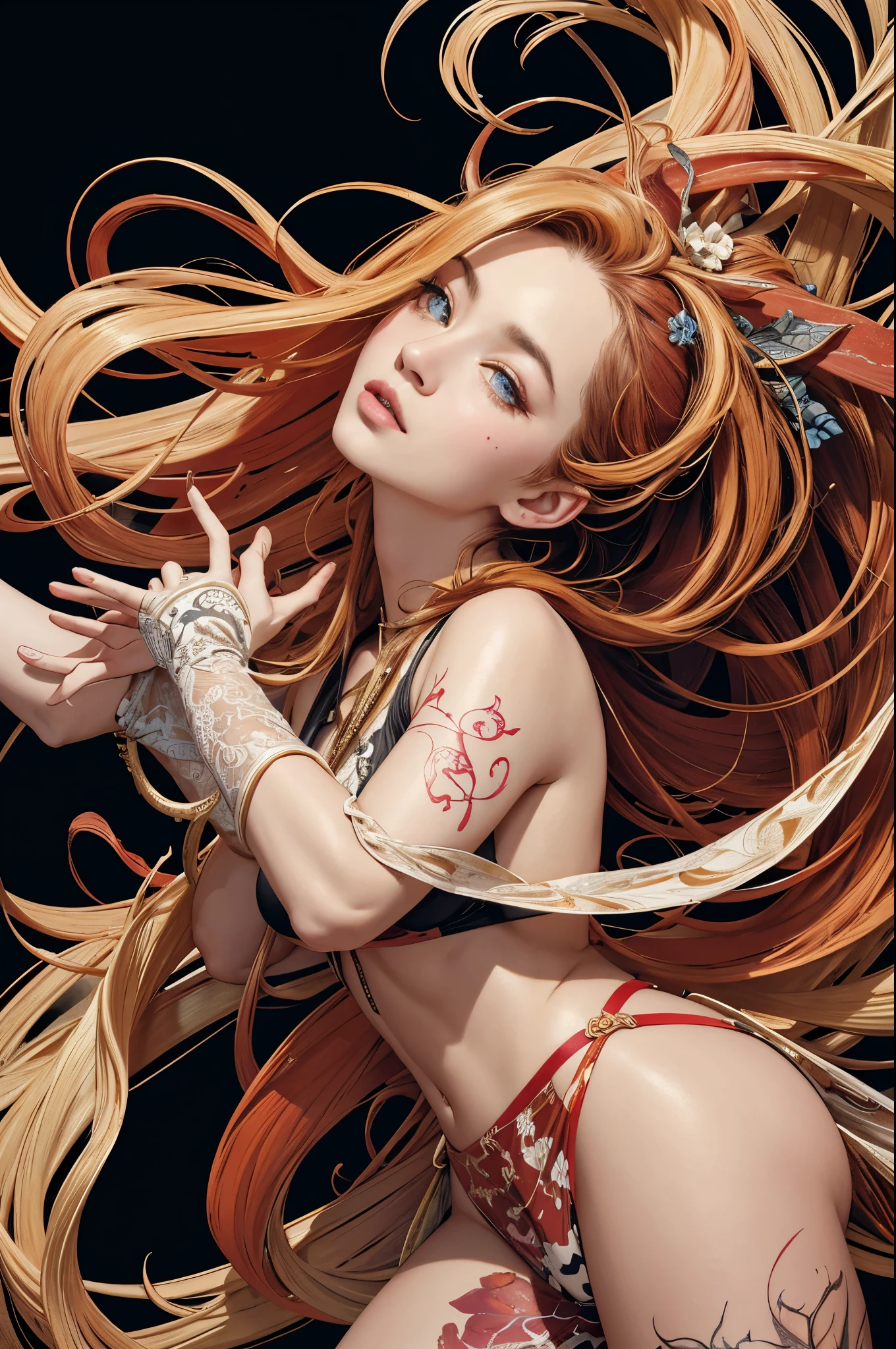 offcial art,8k wallpaper,ultra - detailed,Beauty and aesthetics,tmasterpiece,Best quality at best,(tangled,datura,Tangles,entangled),(s fractal art:1.3),1 sister,The content is very detailed,dynamic angle,cow boy shooting,Chaos in its most beautiful form,Elegant,Fauvistdesign,Vibrant colors,𝓡𝓸𝓶𝓪𝓷𝓽𝓲𝓬,JamesJean,roby dwi antono,ross tran,French bacon,Michael Mraz,Adrian Genius,petra cortright,Gerhard Richter,Takato Yamamoto,Ashley Wood,Atmospheric,A note of ecstasy,streaming musical notes visible,