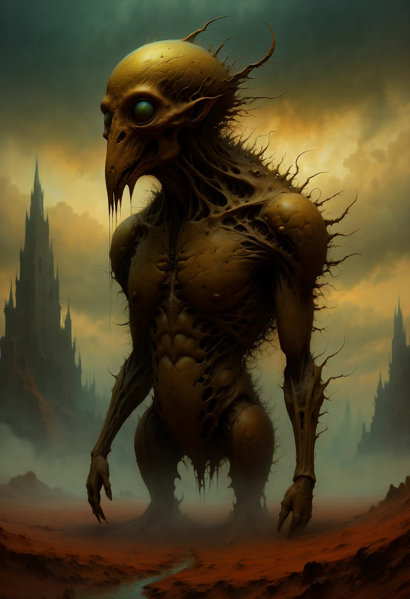 close-up portrait of a Creature from the Black Lagoon in a dystopian scenic setting, intricate, elegant, highly detailed, centered, digital painting, artstation, concept art, soft, sharp focus, illustration, artgerm, tomasz alen kopera, peter mohrbacher, donato giancola, joseph christian leyendecker, wlop, boris vallejo , realistic obra maestra, La mejor calidad, alta calidad, Altas Resoluciones, Amazing lighting, mejora de detalles, most beautiful image in the world, 8K resolution, Sobrecogedoras, HD, Crows volando en la distancia. Luz de la luna
Silent Hill Style horripilante, Somber, podrido, por Zdzislaw Beksinski
