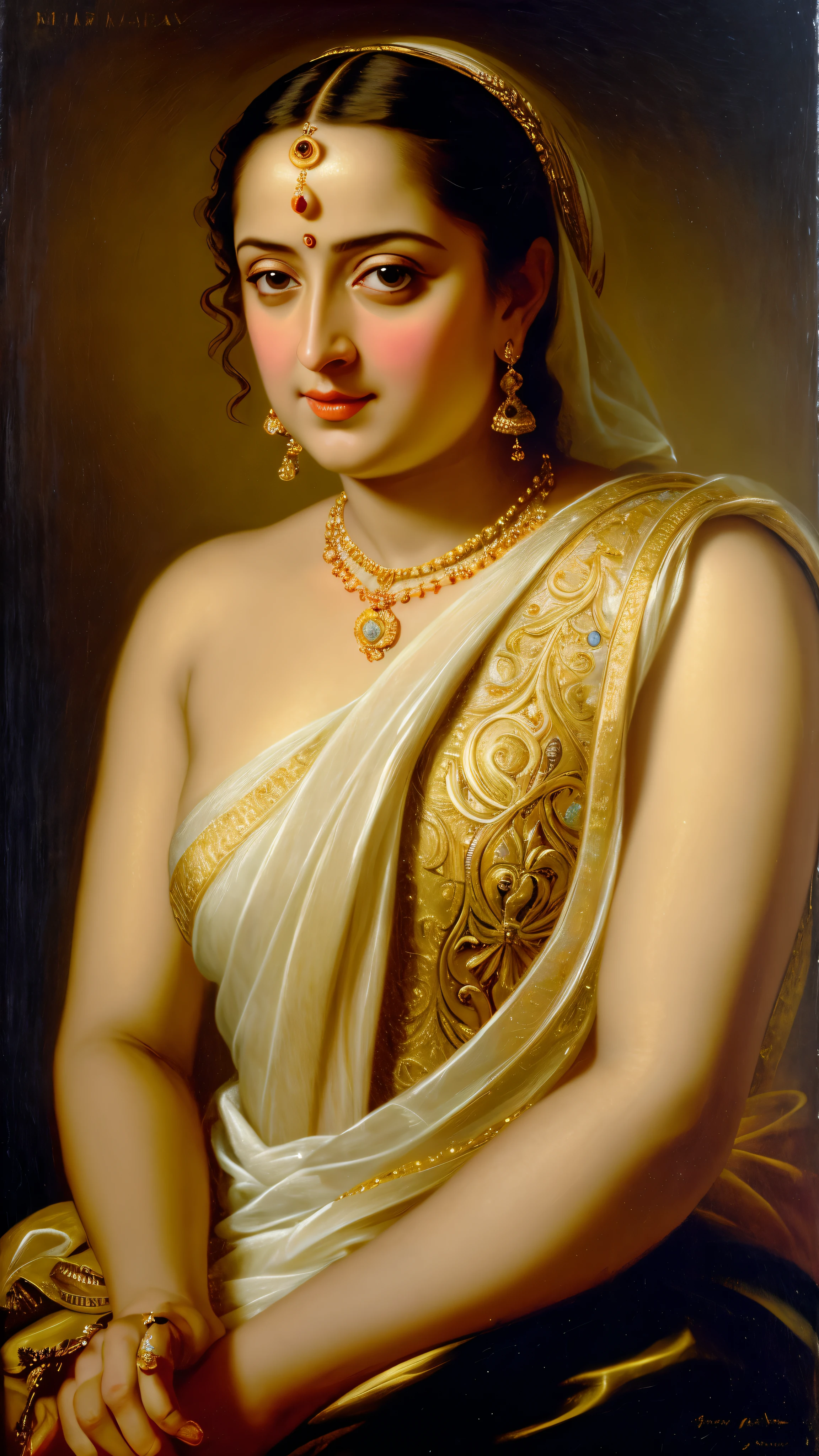 Looks like Anushka Shetty, Masterpiece, Best quality, high clarity eyes, beautifully styled hair, critically flawless,sharp picture, Full portrait, High pixels, perfect face, perfect eyes, beautiful face, perfect hands,perfect fingers, in Peter Paul Rubens style, by Peter Paul Rubens, baroque style, acrylic on canvas, highly detailed, description: "Create a nymph inspired by the tales of Greek or Roman mythology, embodying the essence of a natural element or location, and possessing a unique ability or trait that sets her apart."