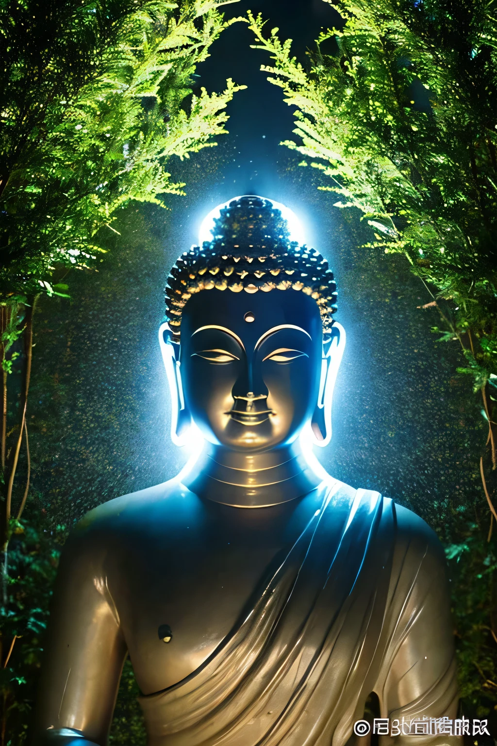 Buddha statue、superior、Buddha、superior半身,shining brightly,The entire screen lights up