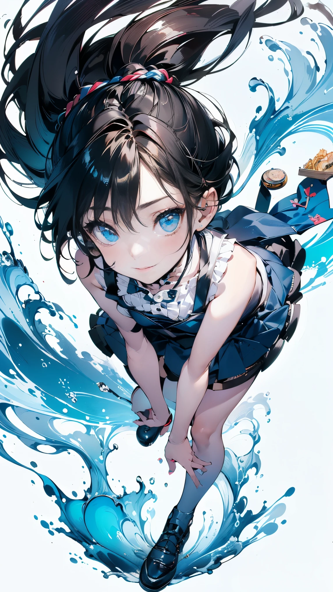 8K,,(( 1 girl in)), Character focus,EVA ,eye glass,Pool,fart in water,Bubbles in water