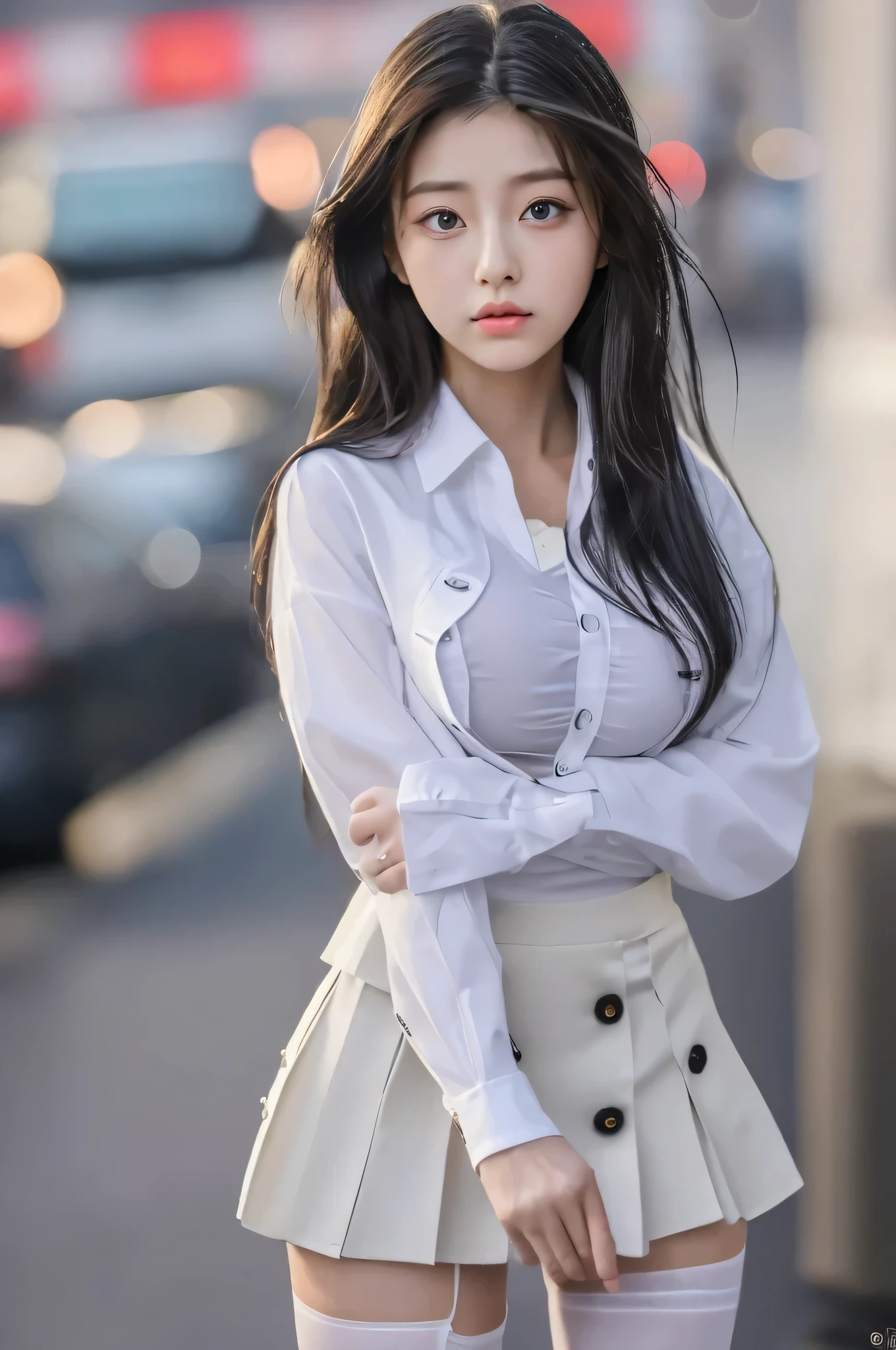 japanese woman, 20-year-old, thick lips, duck-like lips, troubled face, cute, double eyelid, Big eyes