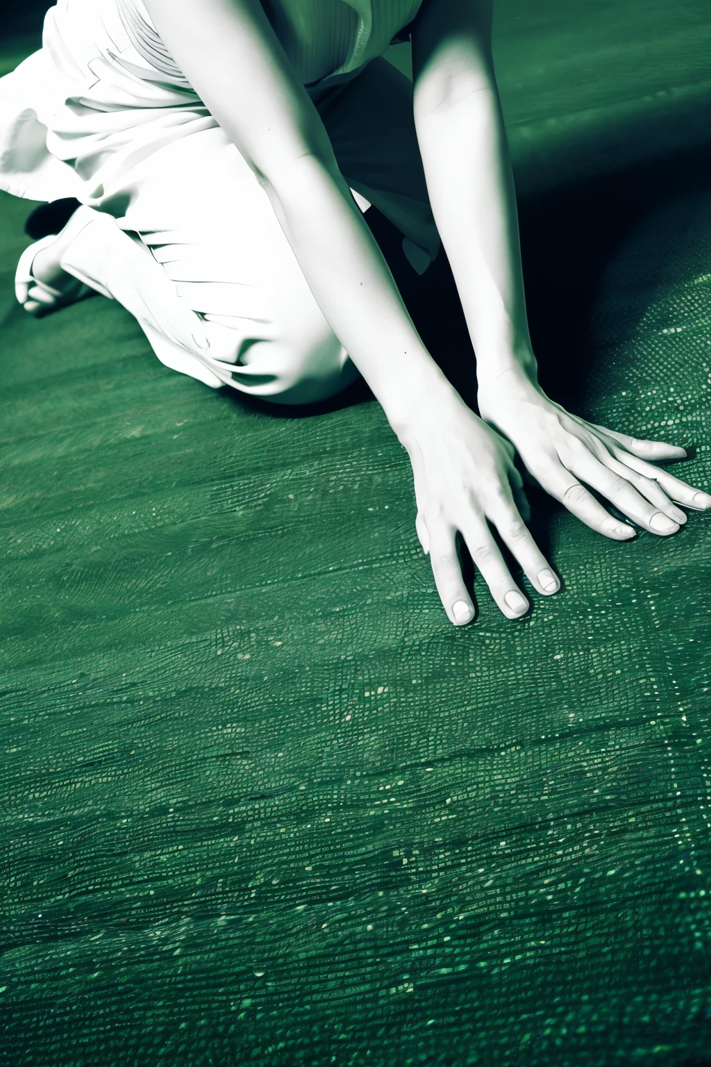Green carpet、Open your arms、monochrome