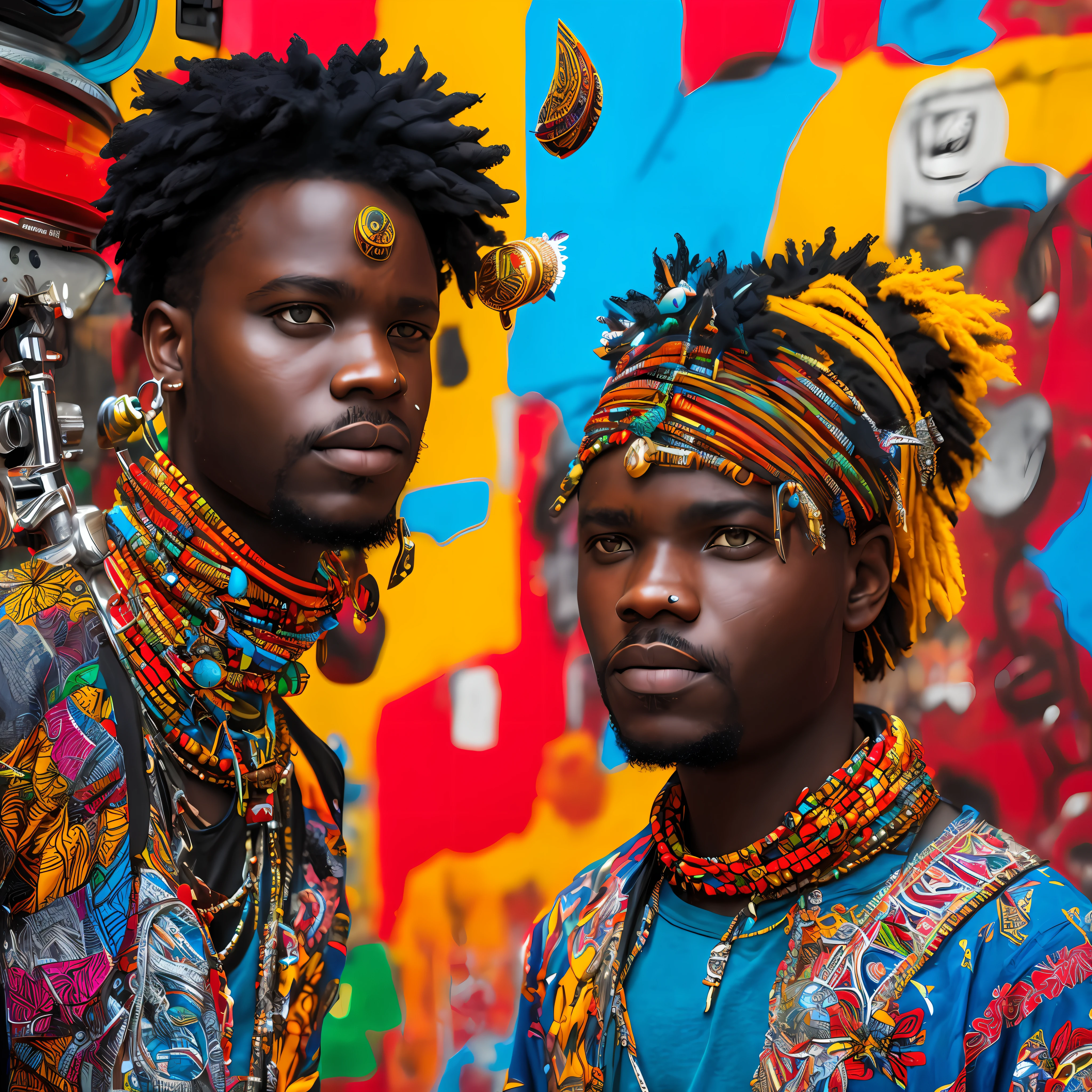a funny punk rock African characters with guitar and eye as head , in a street, rich deep colors. masterpiece. intricate artwork, very coherent symmetrical artwork, cinematic, hyper realism, high detail, octane render, unreal engine, 8 k, vibrant colors, high contrast, depth of field. full body character drawing, inspired, clean ink detailed line drawing, intricate detail, extremely detailed.