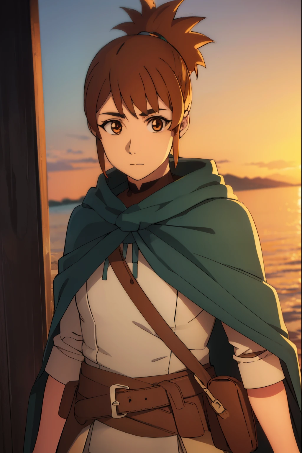 dotamarci, marci, bangs, brown hair, (brown eyes:1.5), ponytail, short ponytail,
BREAK belt, cape, armor, cloak, pouch, brown belt, belt pouch,
BREAK looking at viewer,
BREAK outdoors,
BREAK (masterpiece:1.2), best quality, high resolution, unity 8k wallpaper, (illustration:0.8), (beautiful detailed eyes:1.6), extremely detailed face, perfect lighting, extremely detailed CG, (perfect hands, perfect anatomy),