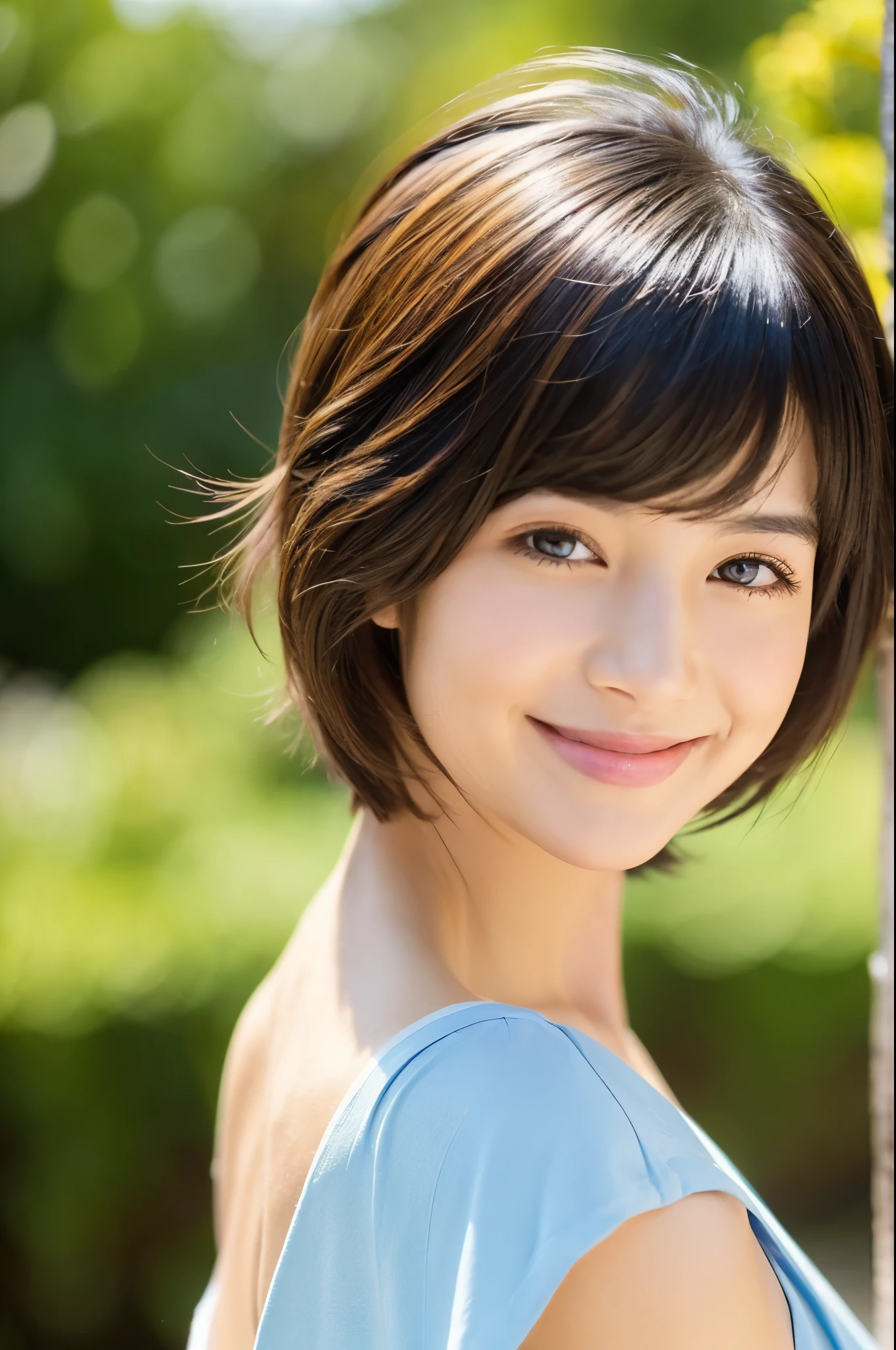 Japan Beauty,High ager,is standing,Niō Standing,Straight in front photo,a smile
(Detailed body,lean body,small bust,Small breasts,Small,small tits,big breasts thin waist,Larger hips,Thick thighs)
(detailed photo composition,is standing,FULL BODYSHOT,full body shot,Shot straight ahead,Standing,eye level photo)
(detailed costume,sheer white short sleeve blouse,red fluttering miniskirt)
(A detailed face,elongated facial contour,少しa smile,Sharp cheeks,Round chin,neat nose,Eyebrows that are slightly raised on the outside)
(A detailed eye,Looking at the camera,skinny cheeks,Round chin,Slender eyes,Beautiful eyes,Dark gray eyes,Slightly sagging)
(Detailed hair,Bob cut hair,a little brown hair) (Detailed shooting location,beach,sand beach)