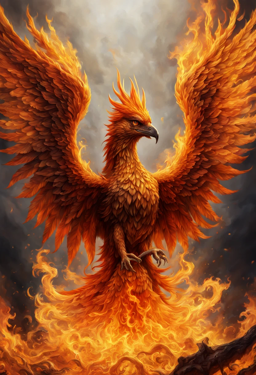 A Phoenix rising from the ashes, fire and smoke, golden radiance, fantasy artwork, sinister gloom, detailed, intricate, hyperrealistic, (best quality,4k,8k,highres,masterpiece:1.2),ultra-detailed,(realistic,photorealistic,photo-realistic:1.37), HDR,UHD,studio lighting,ultra-fine painting,sharp focus,physically-based rendering,extreme detail description,professional,vivid colors,bokeh, portraits,landscape,horror,anime,sci-fi,photography,concept artists, vibrant colors, warm tones, dramatic lighting.