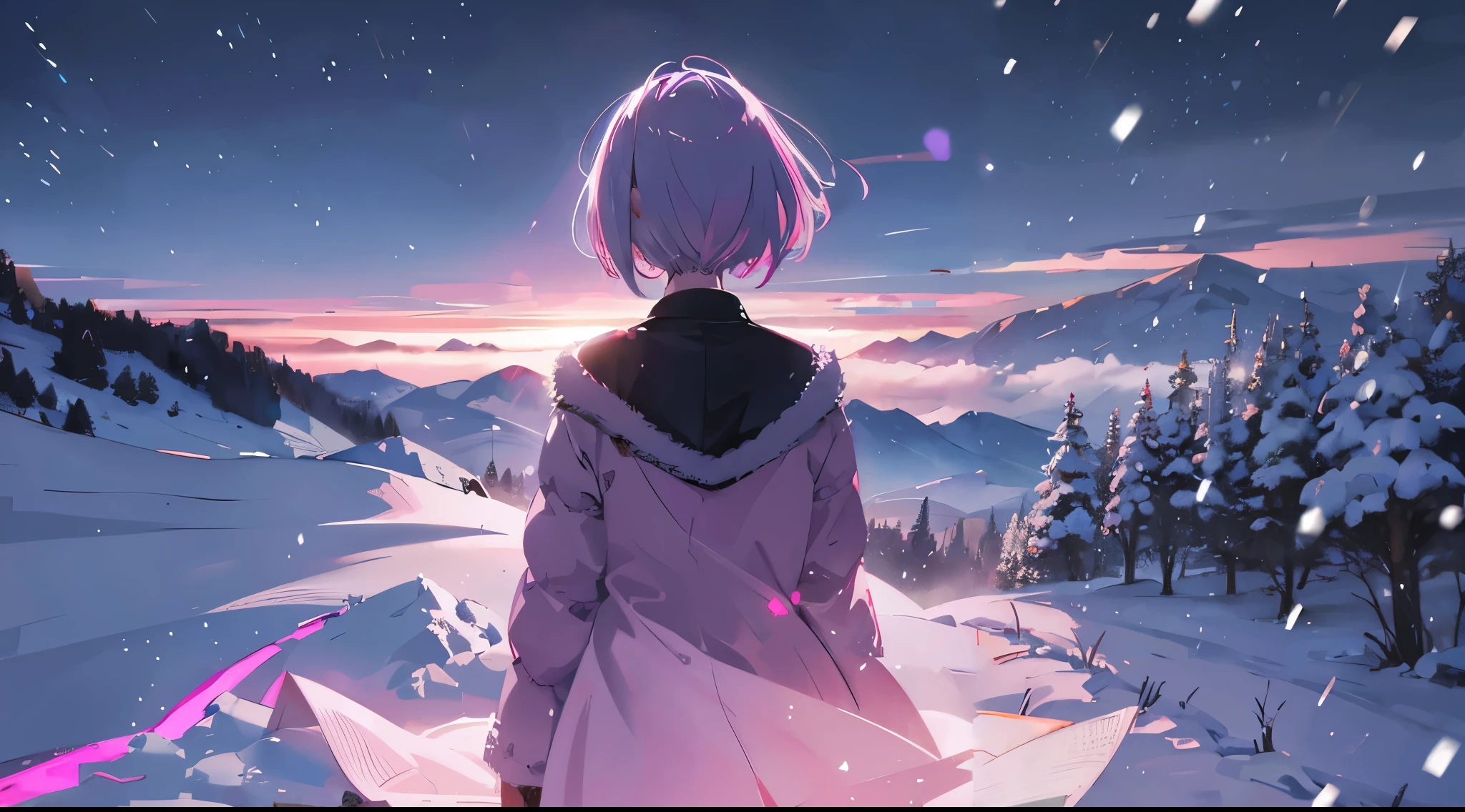 it's snowing, snow grain focus