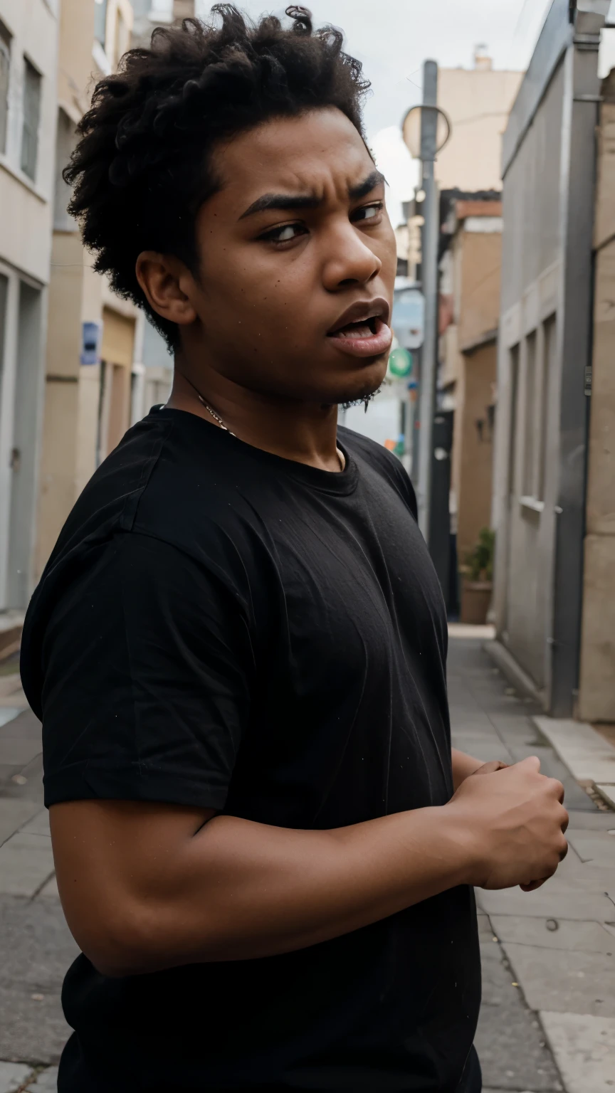 Black big fat angry aggressiv teenager boy, high quality