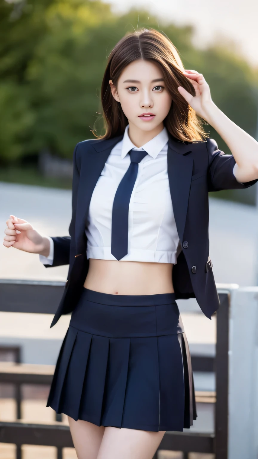 ulzzang-6500-v1.1, (raw photo:1.2), (photorealistic:1.4), beautiful detailed girl, very detailed eyes and face, beautiful detailed eyes, ridiculous, incredibly ridiculous, huge file size, super detailed, high resolution, very detailed, best quality, masterpiece, kemomimi, (((JK school uniform)), illustration, very detailed, CG, unified, 8k wallpaper, amazing, fine details, masterpiece, best quality, very detailed CG uniform 8k wallpaper, light on face, cinematic lighting, 1girl, 16 years old, ((no bra)), (no panties)), ((dynamic pose)), (camel toe), (half), (pantyhose)
