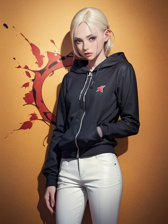 (best quality, 8k, highres, photorealistic:2.0), (solo, one girl:2.0),(lighting:front),(lighting: strong),(Russian Beauty:2.0),(girl is very muscular:1.5),(shiny skin:1.5),(oily skin:1.5),(platinum blonde hair color:1.5),(flat chest:1.5),(((small breasts))),(Filmed on the streets of American slums),(ultimate beautiful girl),(((energetic woman))),(((hip hop fashion))),((oversized jumper)),(wide pants)