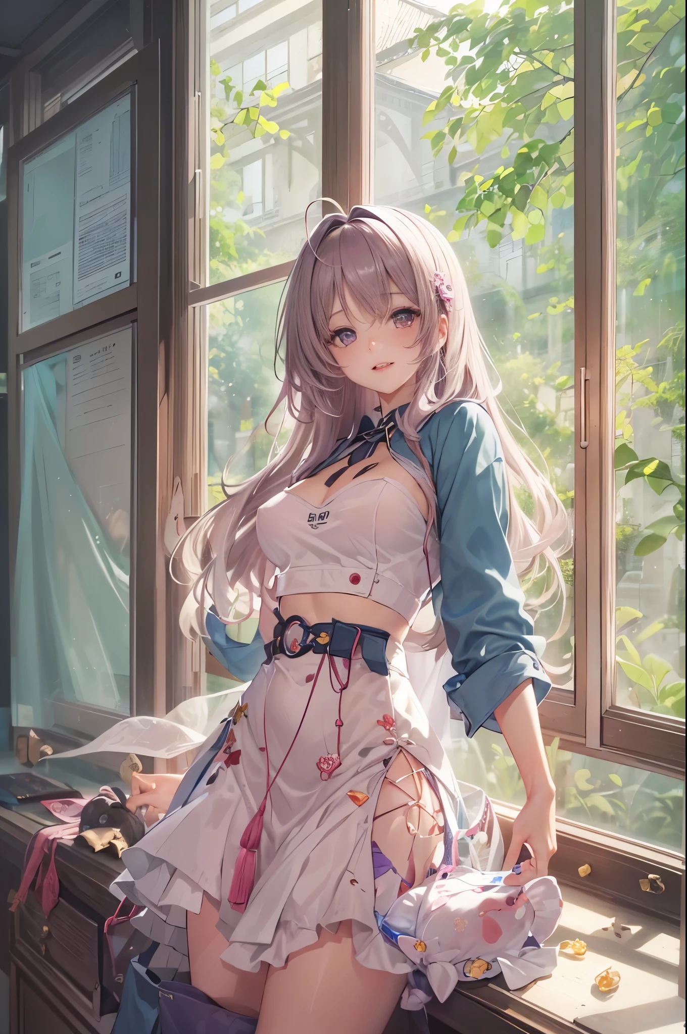 Sayu Ogiwara、1人、独奏、in one's underwear only、Floral Lingerie、red blush、(absurderes)、(Hi-Res)、looking at viewert、in a house、at bedroom、(the Extremely Detailed CG Unity 8K Wallpapers、masterpiece、top-quality) 、ultra-detailliert)、Meticulous feet、Beautifully aligned fingers