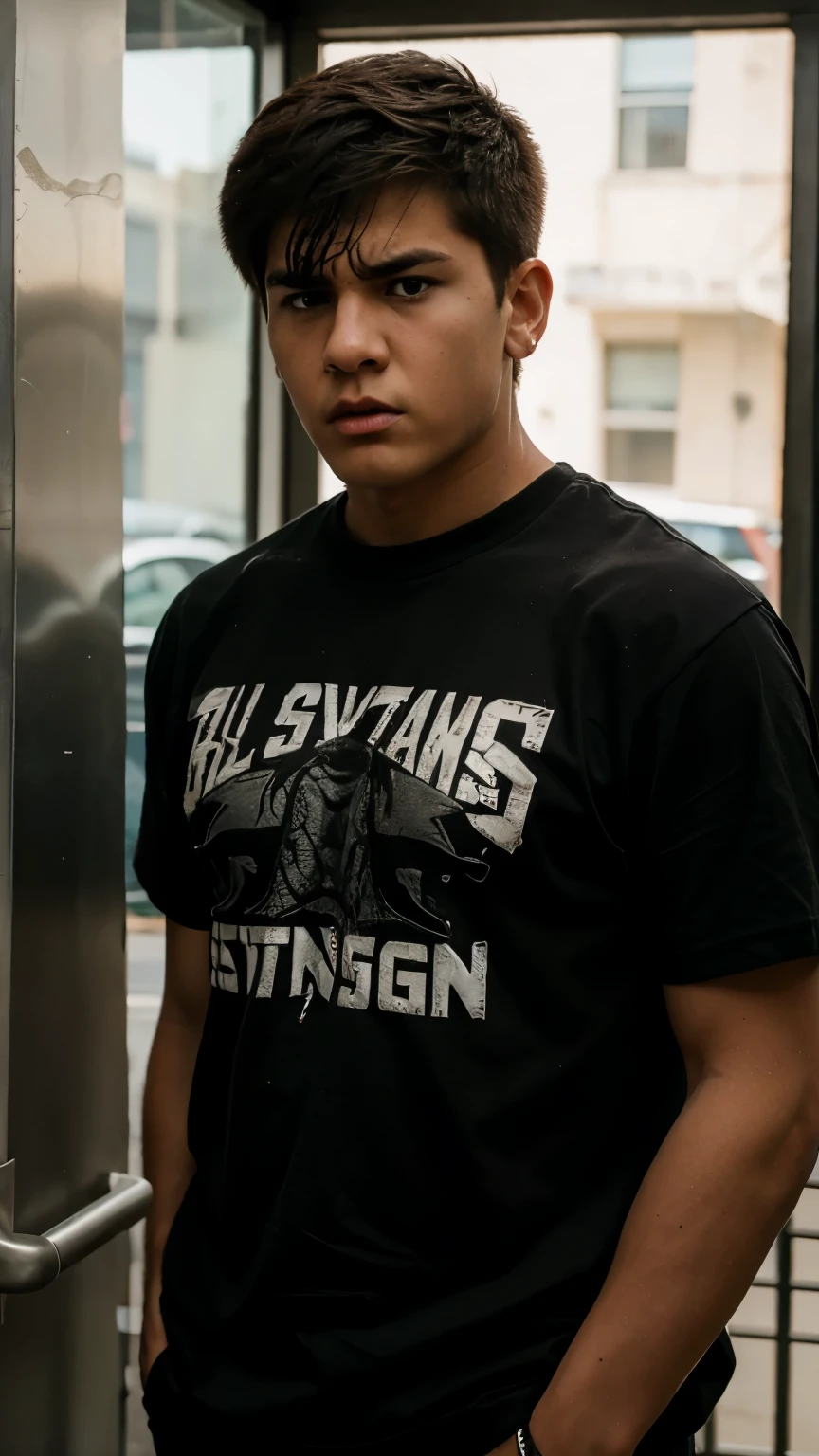 Big teenager boy , aggressiv angry looking