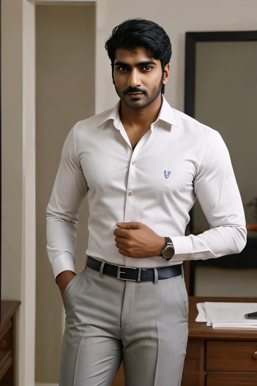 Handsome Indian man in formal shirt and trousers