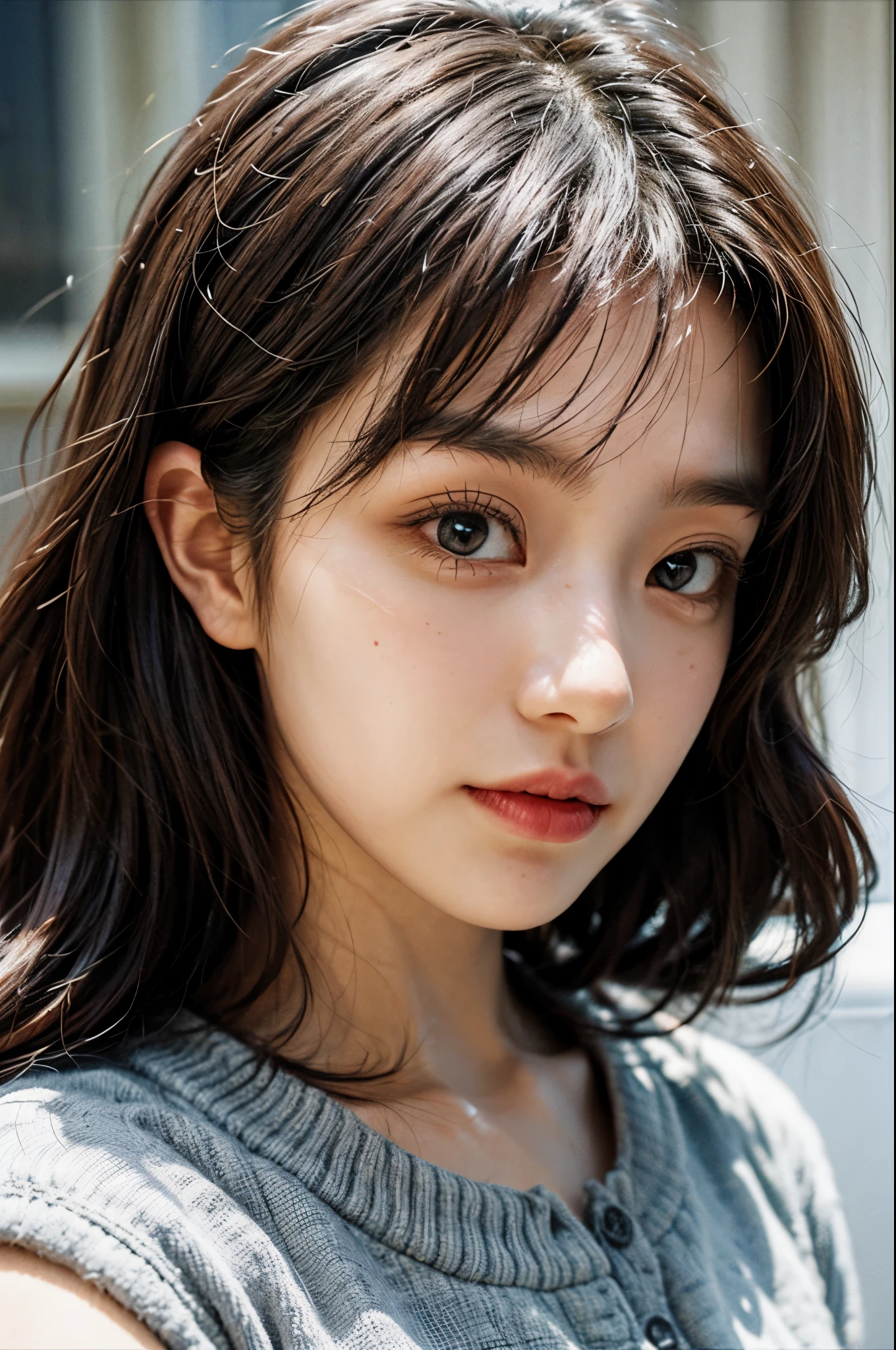 Moyou,1 girl,actual,masterpiece,best quality,hair standing on end,portrait,front,(close up:1.1),Orthographic,