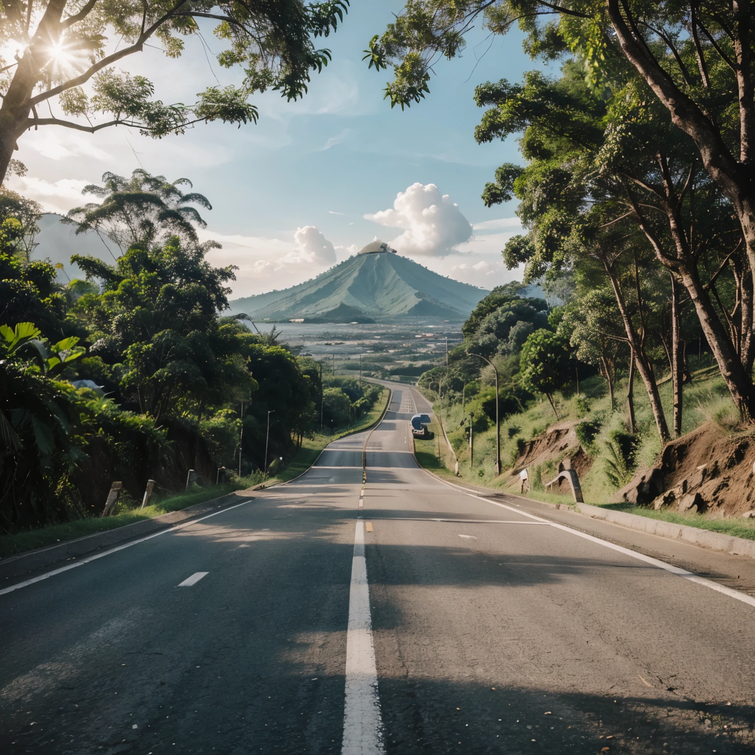 A road with beautiful view in indonesia