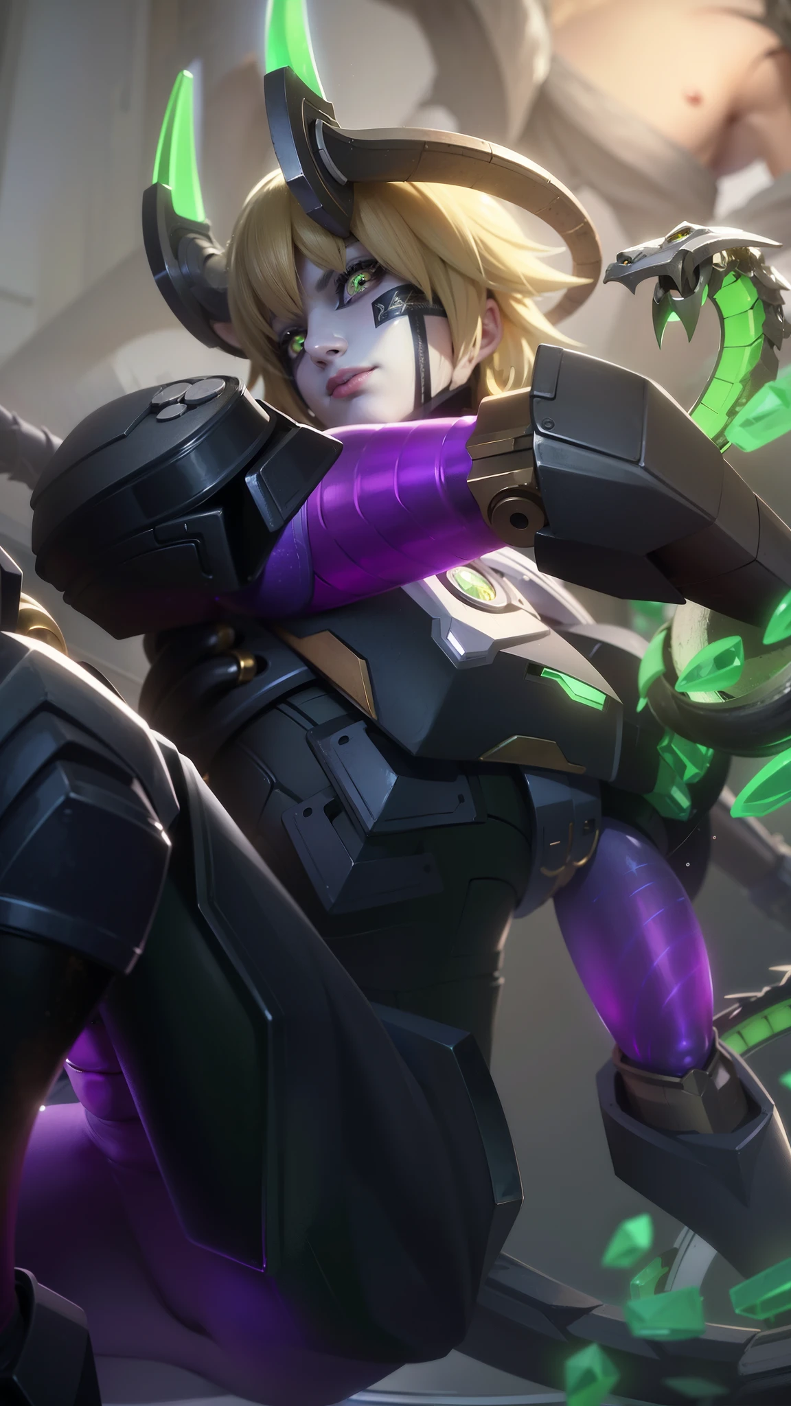 masculine male, masterpiece, ((perfect eyes)) best quality, (semirealism:1.9), beautiful lighting, (extremely detailed CG unity 4k fhd wallpaper), High Detail, Sharp focus, dramatic outdoors, 25 years old, blue short hair, Boy with two big horns, big earrings on ears, elf ear, red eyes, Thick eyebrows, evil smile, grinning, red body, red face, Burning skin, yellow diamonds glistening on chest, burning red skin, golden robe behind, big white belt, 8k, realistic, tato, scary, strong red eye glow (red eye:1.2), Masterpiece, ultra HD, detailed all picture, a close up of a devil, dyrroth from mobile legend, evil, extremely detailed artgerm, mobile legends character, inspired by Dyrroth, Six pack chest and abs, yellow jewel above the chest.