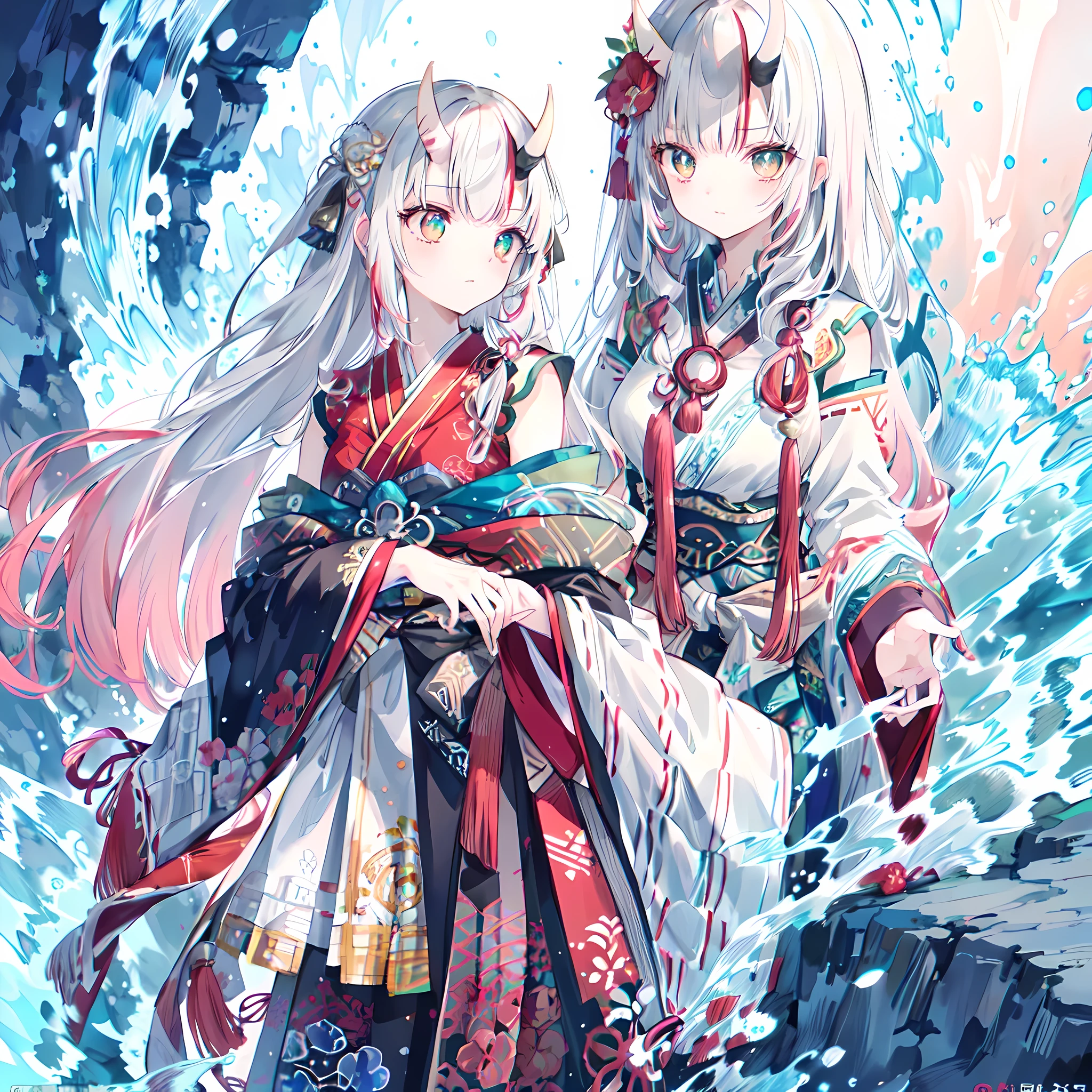 Kiri Ayame, ((best quality)),(ultra high resolution),(Super detailed),(Detailed depiction),((Best CG)),(The most exquisite work of art),ultra-precision art,Stunning depiction of art,Delicate ink paintings,landscape, (woman wearing best hufu,Exquisitely embroidered,The details are complex and meticulous:1.5),(Hair grows to the waist:1.3),(Beautiful amber eyes:1.3)