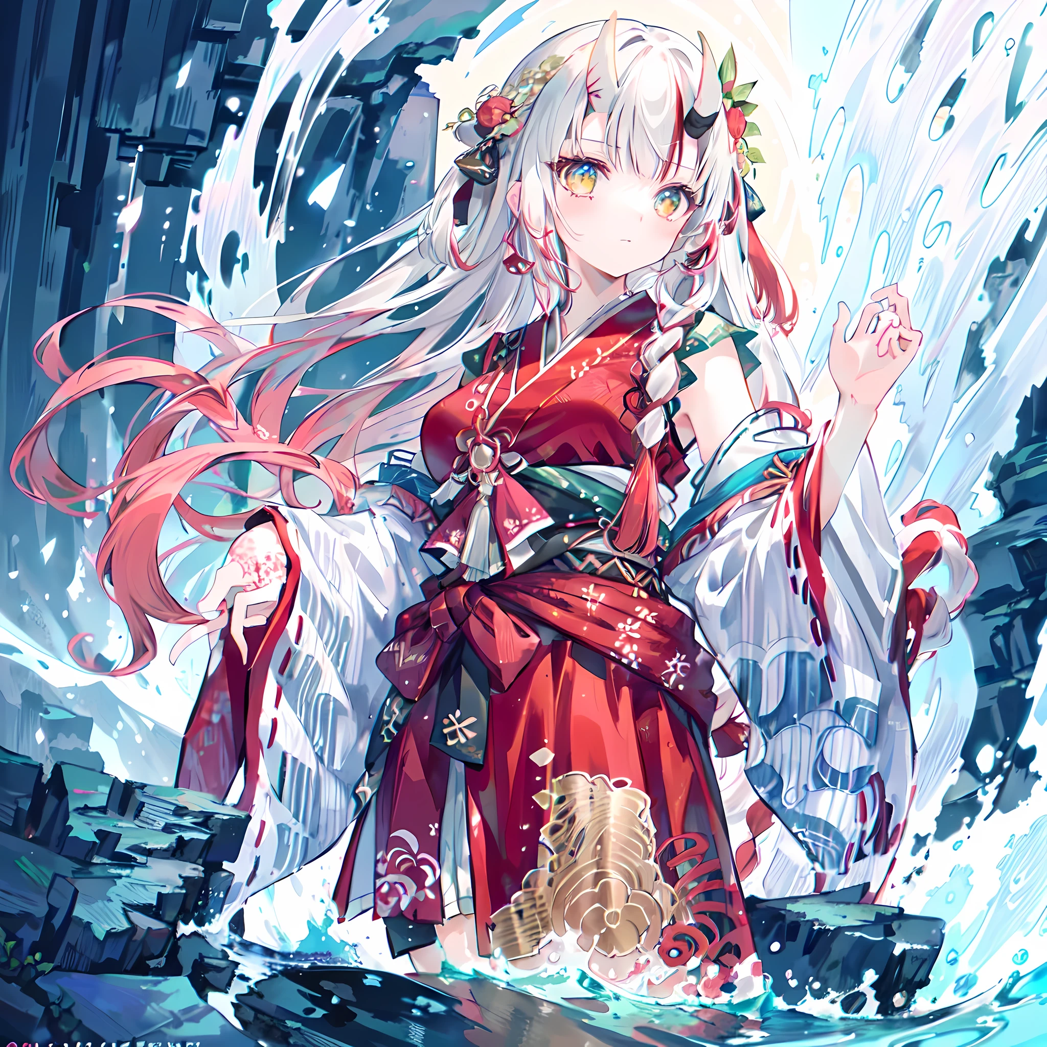 Kiri Ayame, ((best quality)),(ultra high resolution),(Super detailed),(Detailed depiction),((Best CG)),(The most exquisite work of art),ultra-precision art,Stunning depiction of art,Delicate ink paintings,landscape, (woman wearing best hufu,Exquisitely embroidered,The details are complex and meticulous:1.5),(Hair grows to the waist:1.3),(Beautiful amber eyes:1.3)