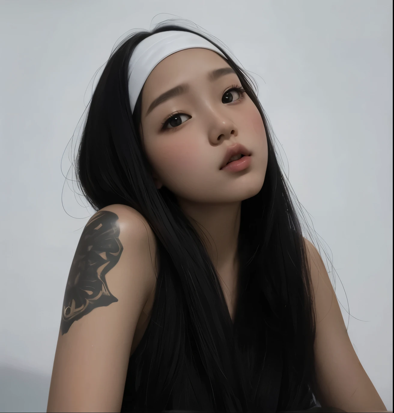 Wonyoung from IVE face, foto realista, ultra HD, 8k, big juicy lips