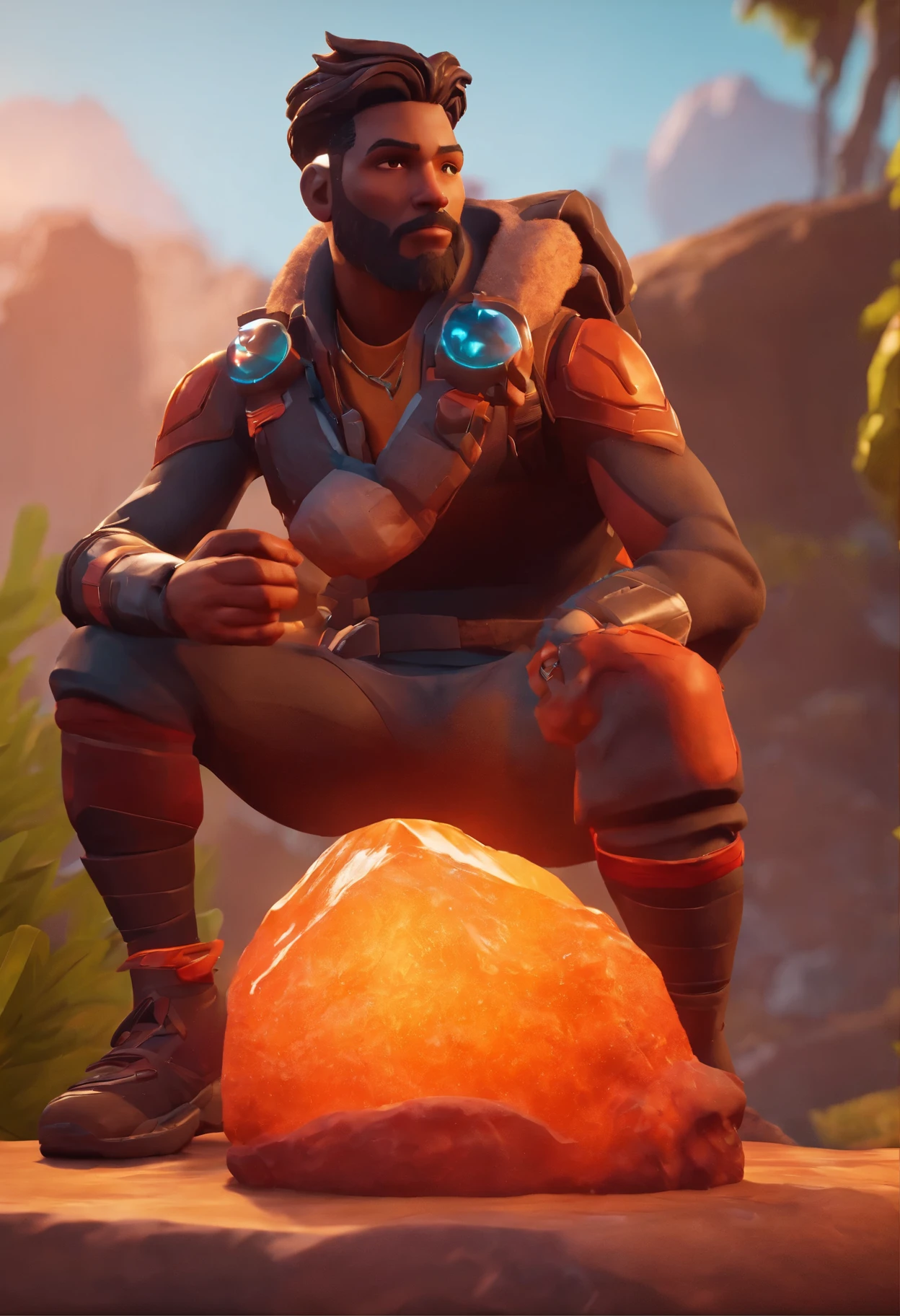 fortnite lobby character holding a magmatic rock in his hands