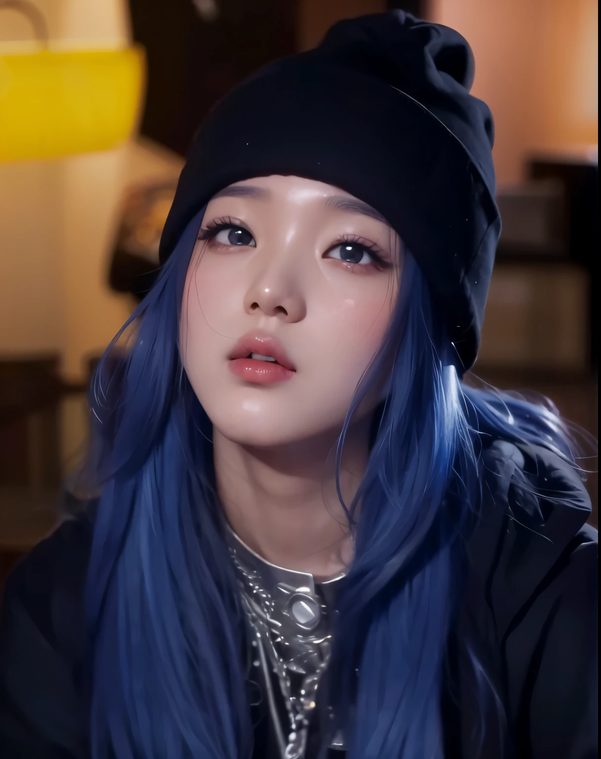 Wonyoung from IVE face, foto realista, ultra HD, 8k, big juicy lips