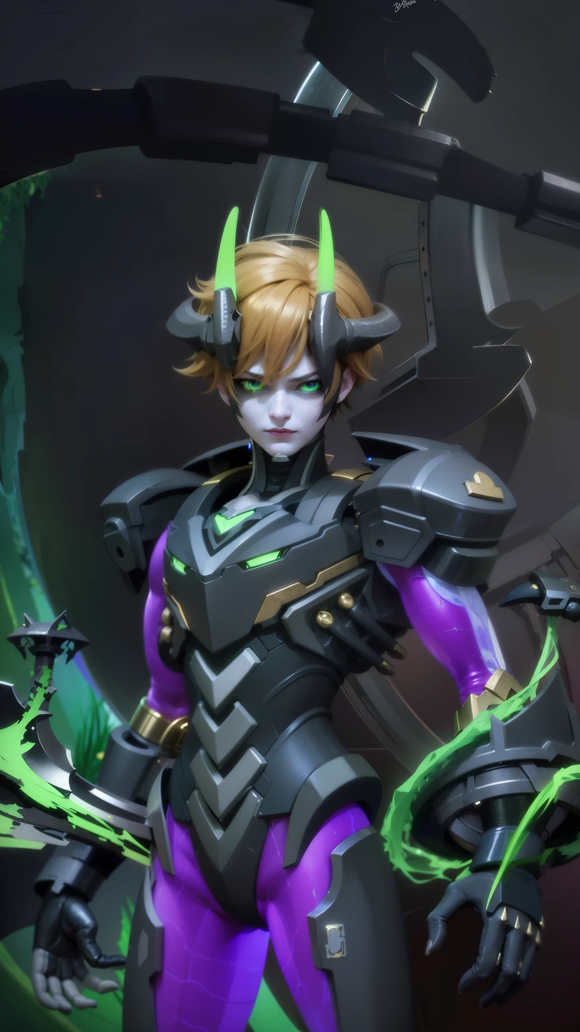 masculine male, masterpiece, ((perfect eyes)) best quality, (semirealism:1.9), beautiful lighting, (extremely detailed CG unity 4k fhd wallpaper), High Detail, Sharp focus, dramatic outdoors, 1 boy ,19 years old, brown short hair, blue eyes, smile, Masterpiece, ultra HD, detailed all picture, a close up of a devil, dyrroth from mobile legend, evil, extremely detailed artgerm, mobile legends character, inspired by Dyrroth, Six pack chest and abs, yellow jewel above the chest.