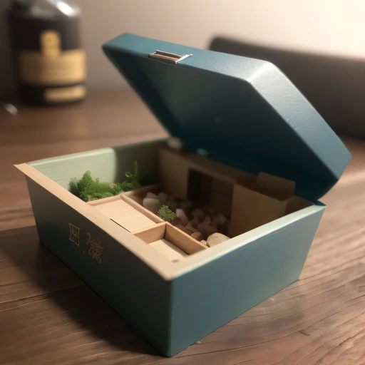 small realistic model, (bifurcation, original photo, best quality, masterpiece:1.4),SteampunkCyberpunk6920 City,(Cyberpunk light:1.3), Mards,horizon (related to land),(in a small nature box:1.3),Isometric, small nature, landscape on foundation,landscape,